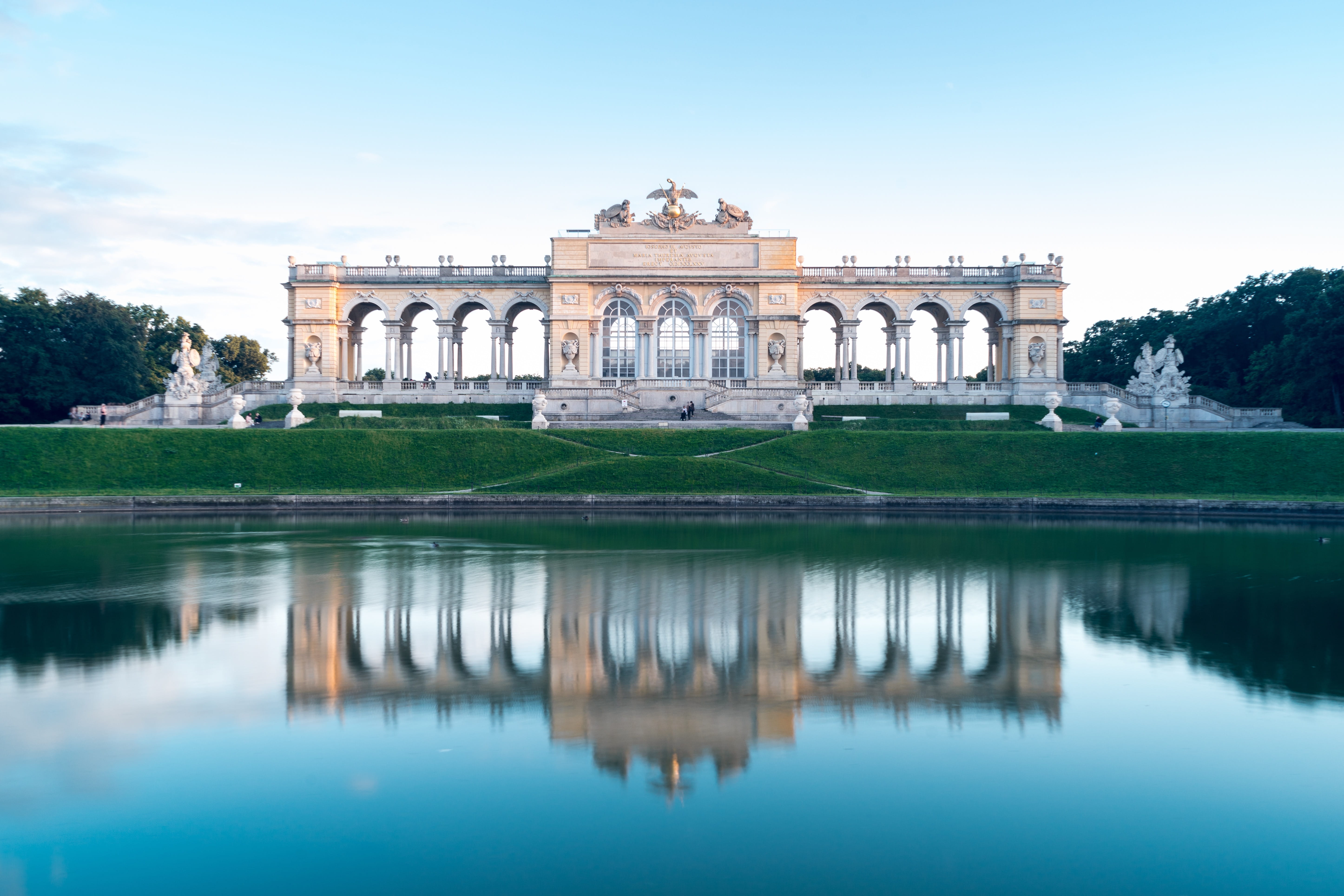 gloriette, architecture, concrete, tree, attraction, tourist, fort, white, the past, city, building exterior, building, travel destinations, day, travel, HD Wallpaper