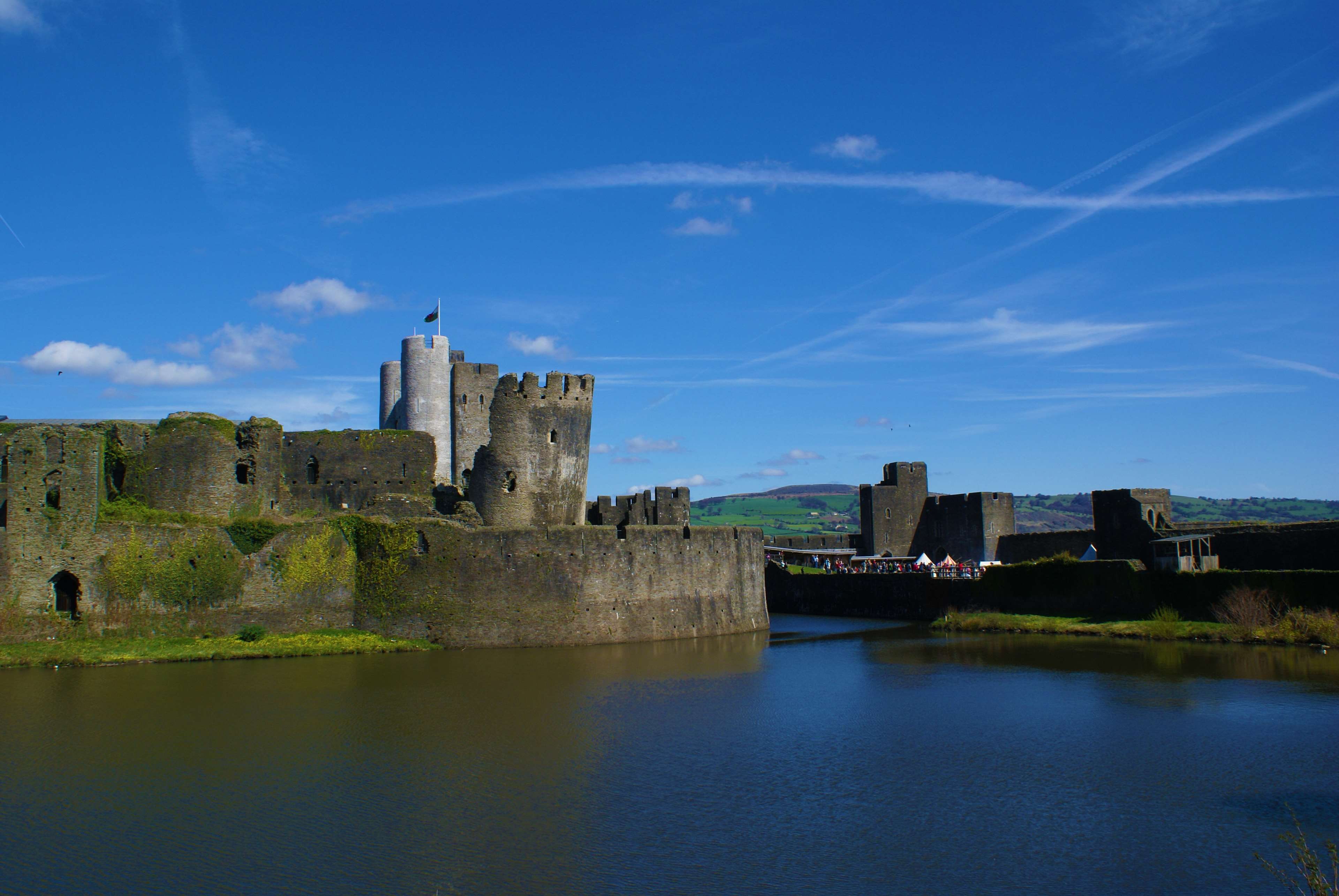 built structure, tourism, blue, ancient, fort, medieval, building exterior, no people, the past, 4K, architecture, castle, water, history, outdoors, day, HD Wallpaper