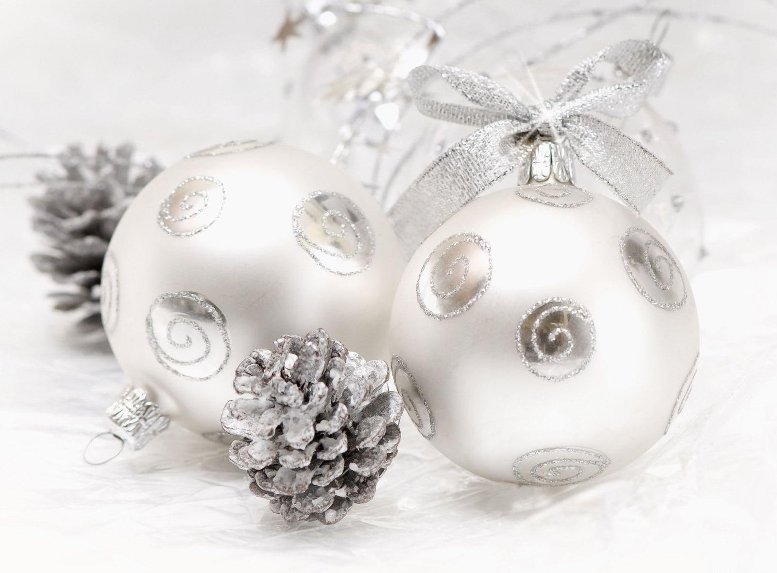 christmas decorations, 720P, balloons, holiday, bumps, silver, christmas, decorations, couple, HD Wallpaper