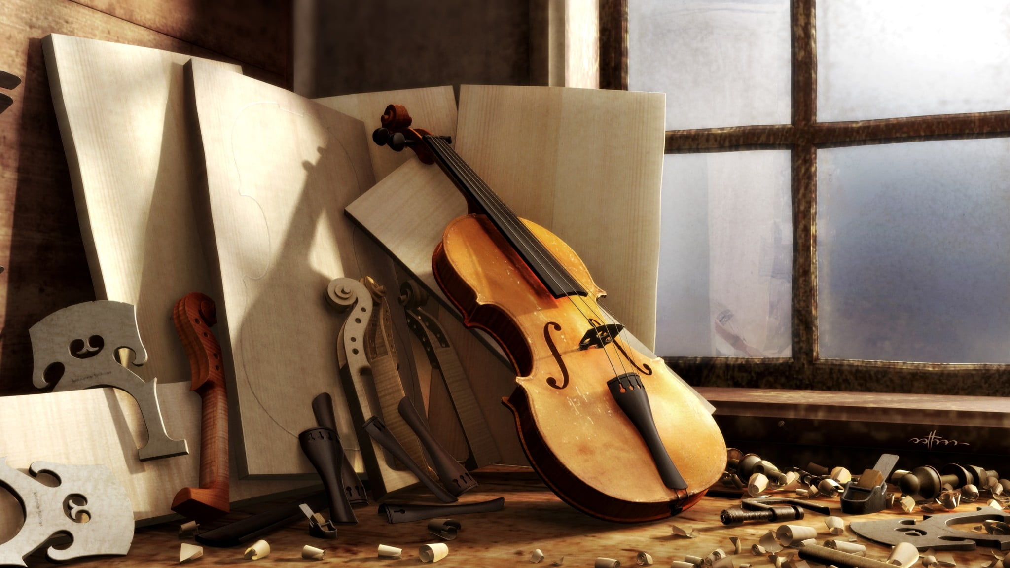 bow - musical equipment, still life, wood, indoors, wall - building feature, sheet, table, home interior, string instrument, music, musical equipment, violin, HD Wallpaper