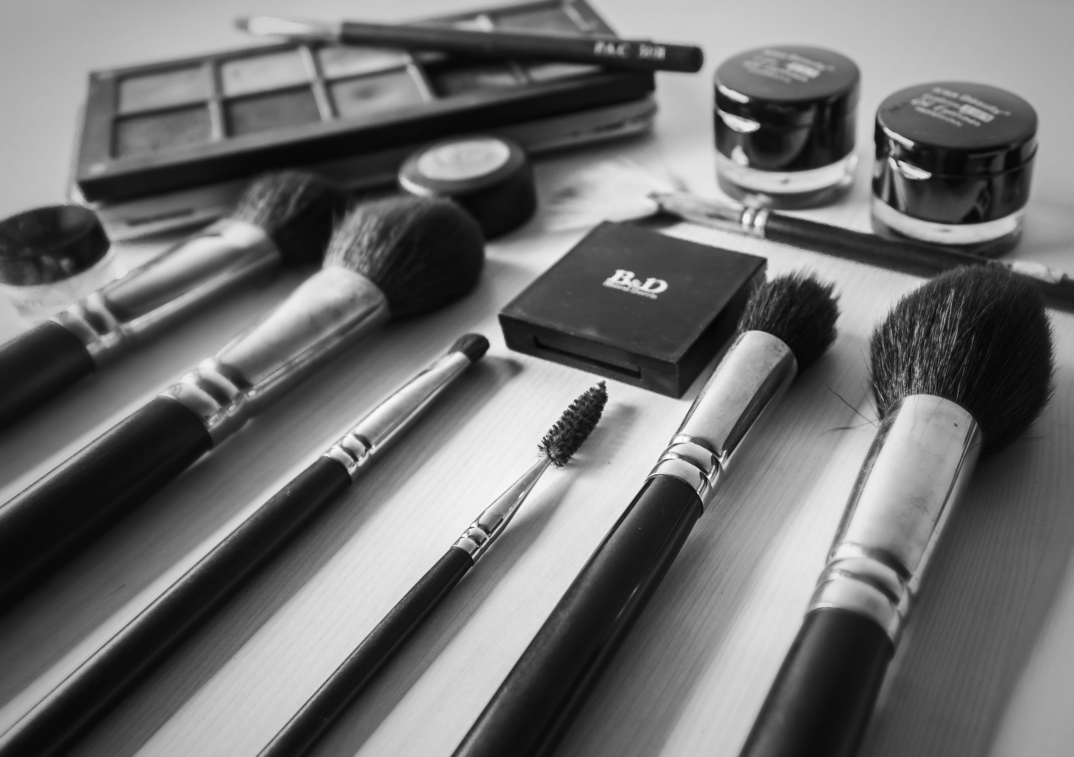 woman, choice, no people, art and craft, beauty product, skincare, variation, supplies, model, make-up brush, female, art and craft equipment, black white, HD Wallpaper