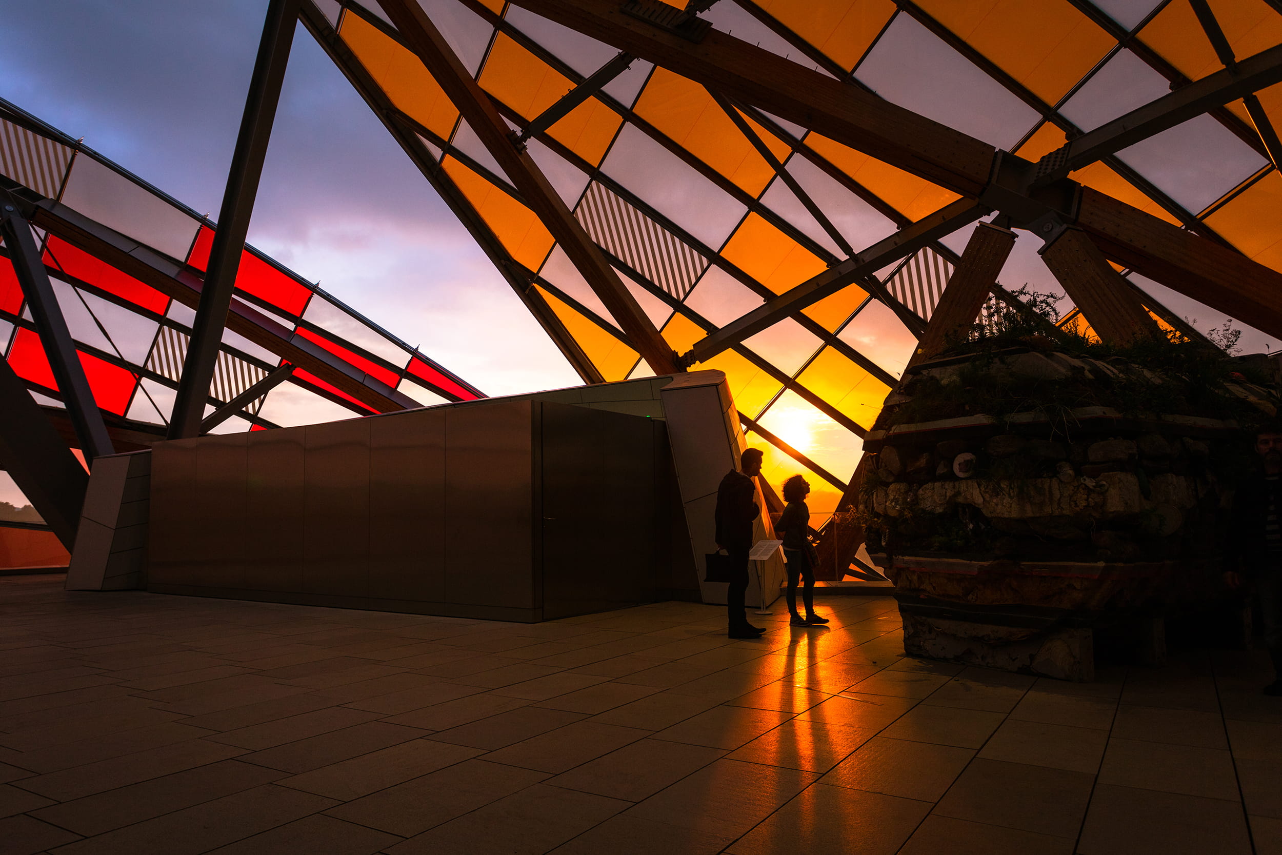 real people, fondationlouisvuitton, city, sky, sunlight, travel, building exterior, walking, incidental people, louis vuitton foundation, france, travel destinations, HD Wallpaper