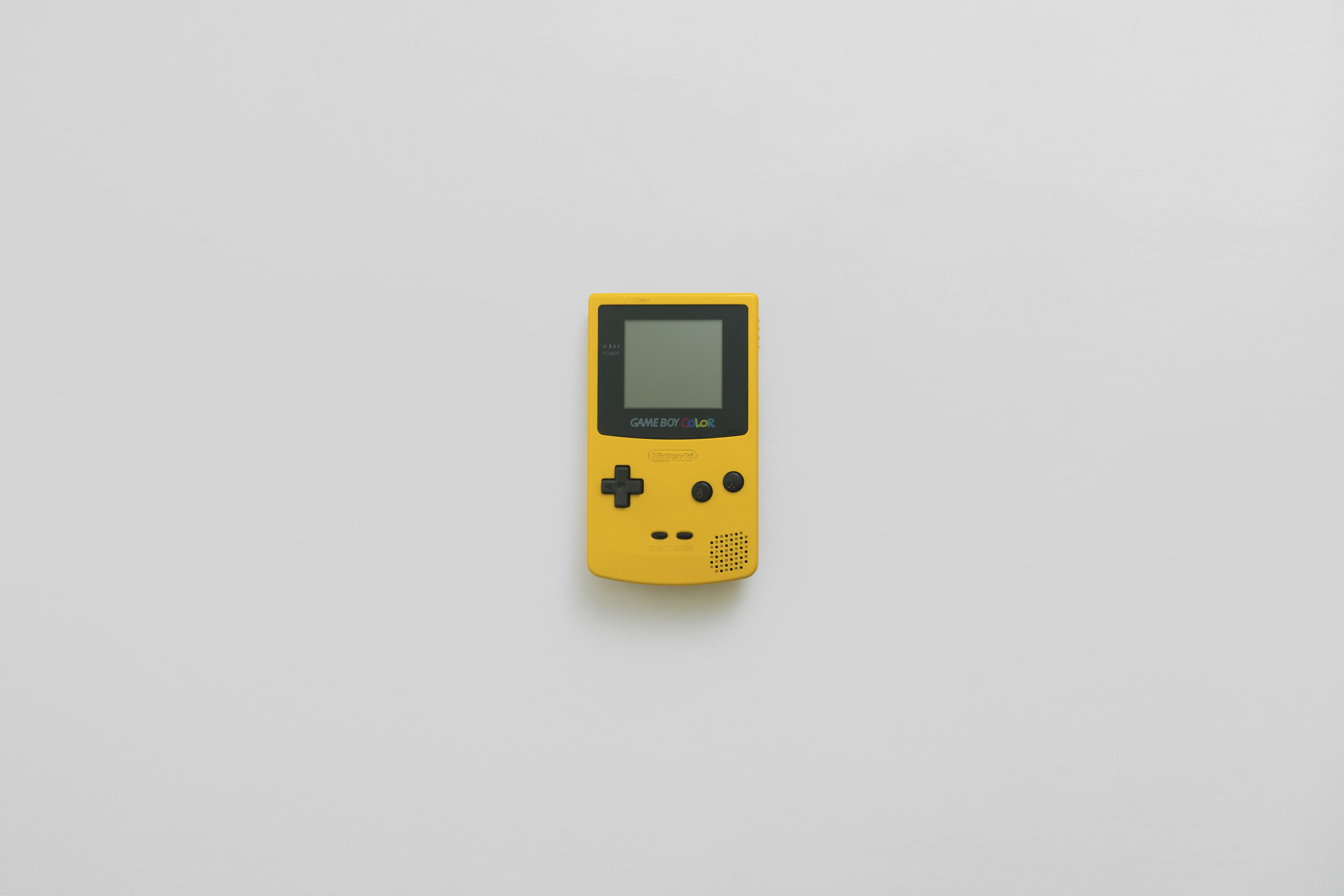 object, technology, gameboy, cable, no people, time, studio shot, 5K, white background, still, number, copy space, color, yellow, communication, HD Wallpaper