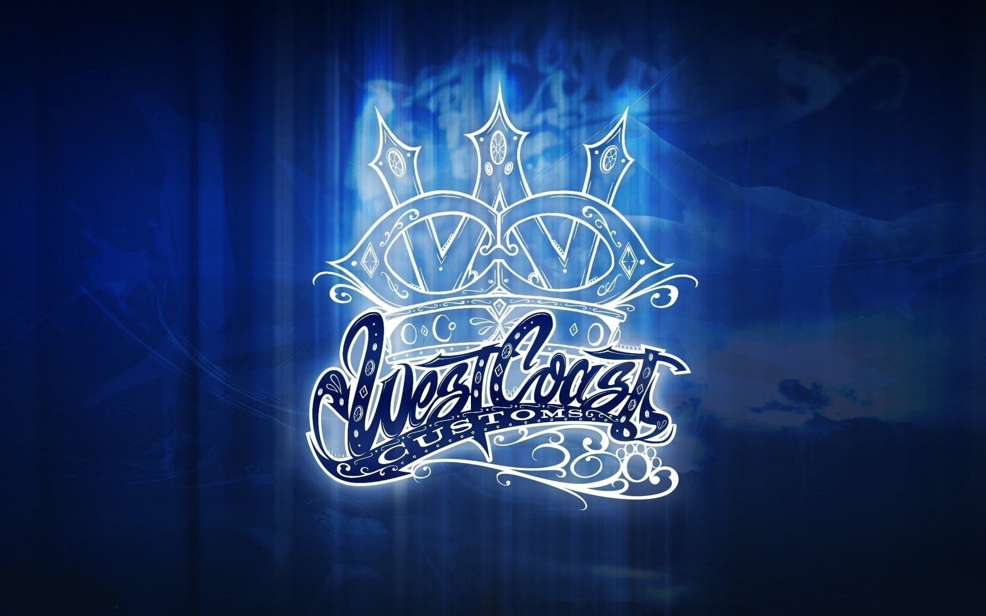 holiday - event, text, abstract, night, pattern, West Coast Customs, logo, creativity, west, art and craft, event, blue, illuminated, star shape, glowing, HD Wallpaper