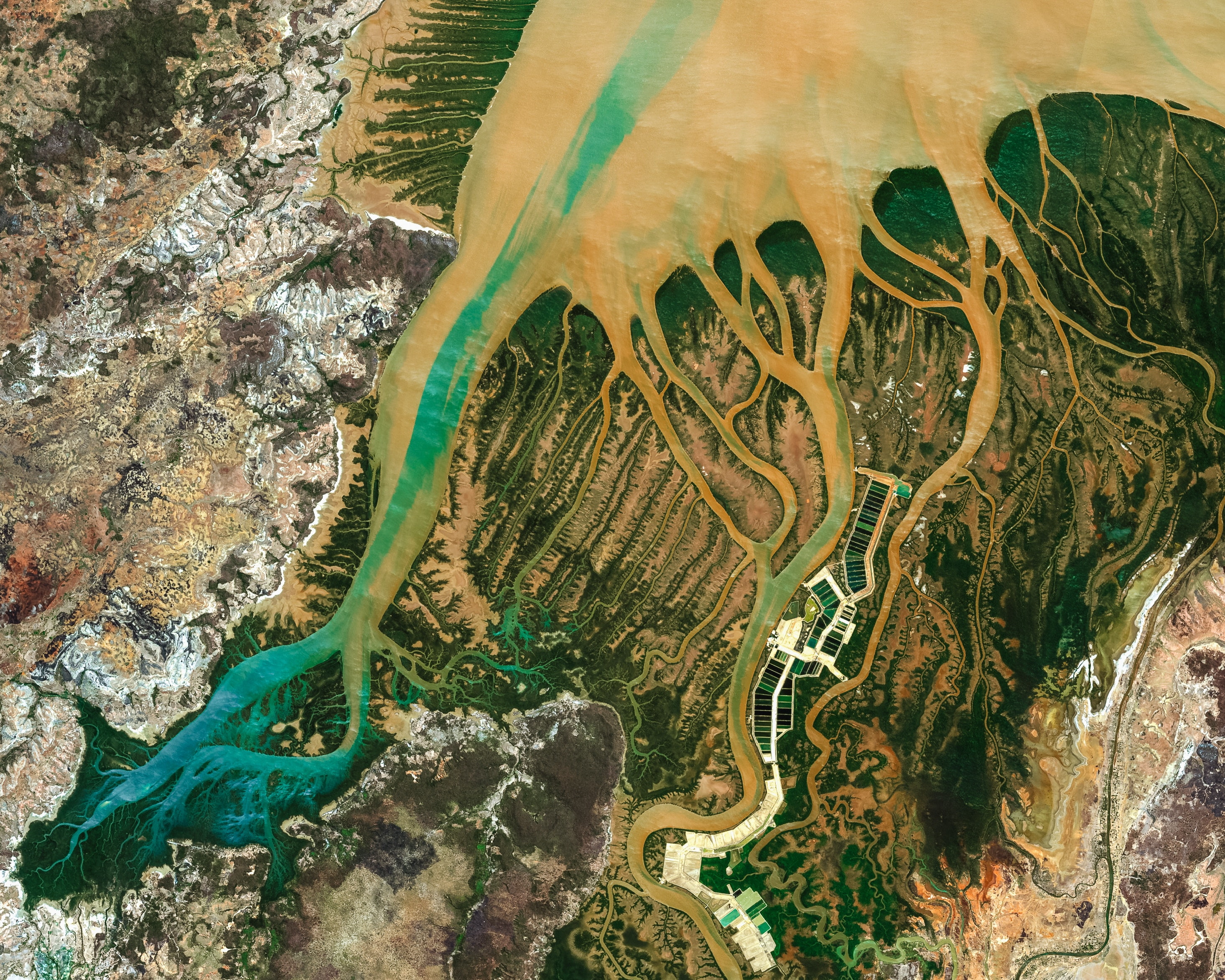 africa, rivers, 2K, aerial view, west coast, african delta, reliefs, HD Wallpaper
