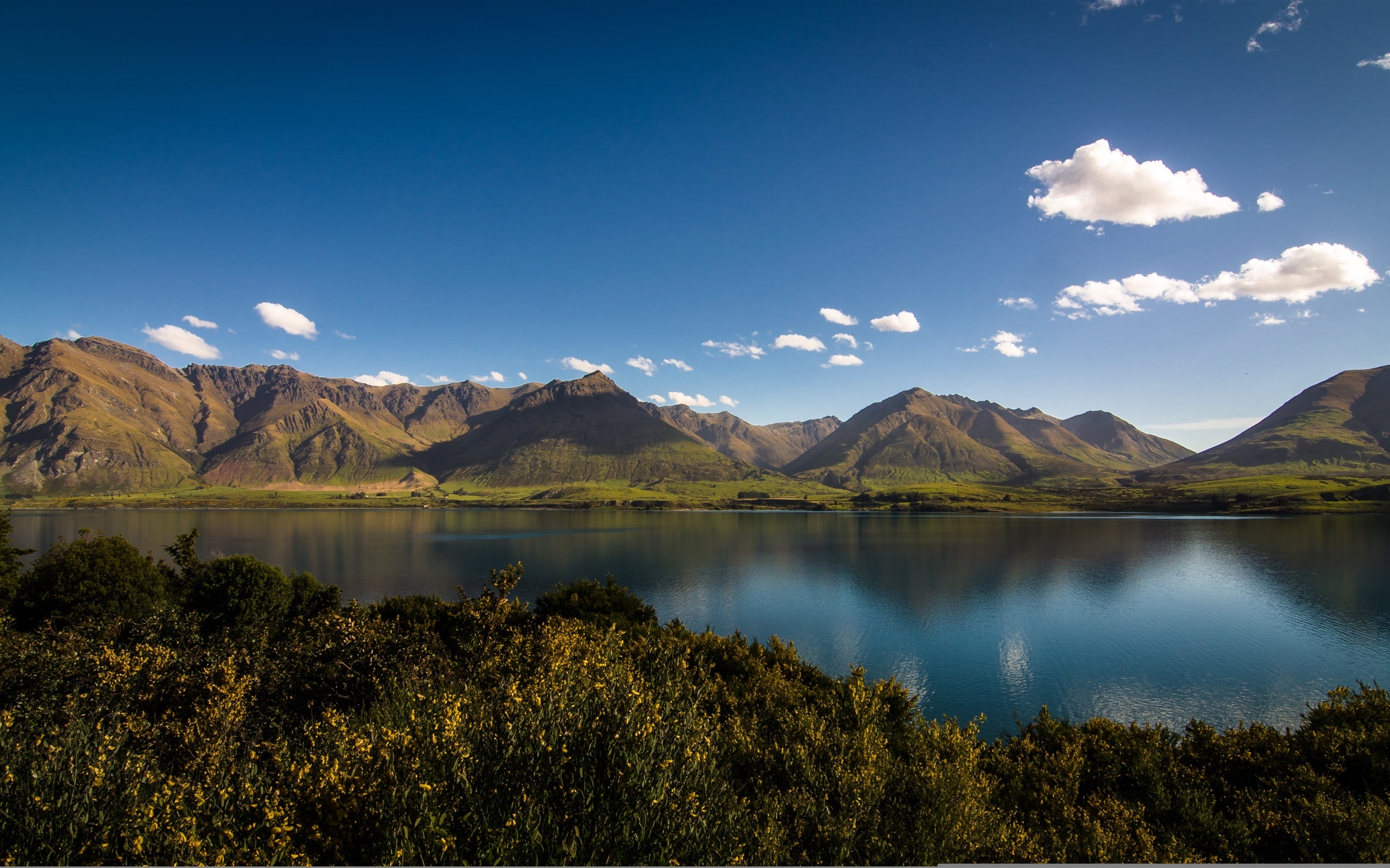 Zealand, 2K, Otago, Lake, Sky, Wakatipu, Mountains, New, Clouds, Blue, HD Wallpaper