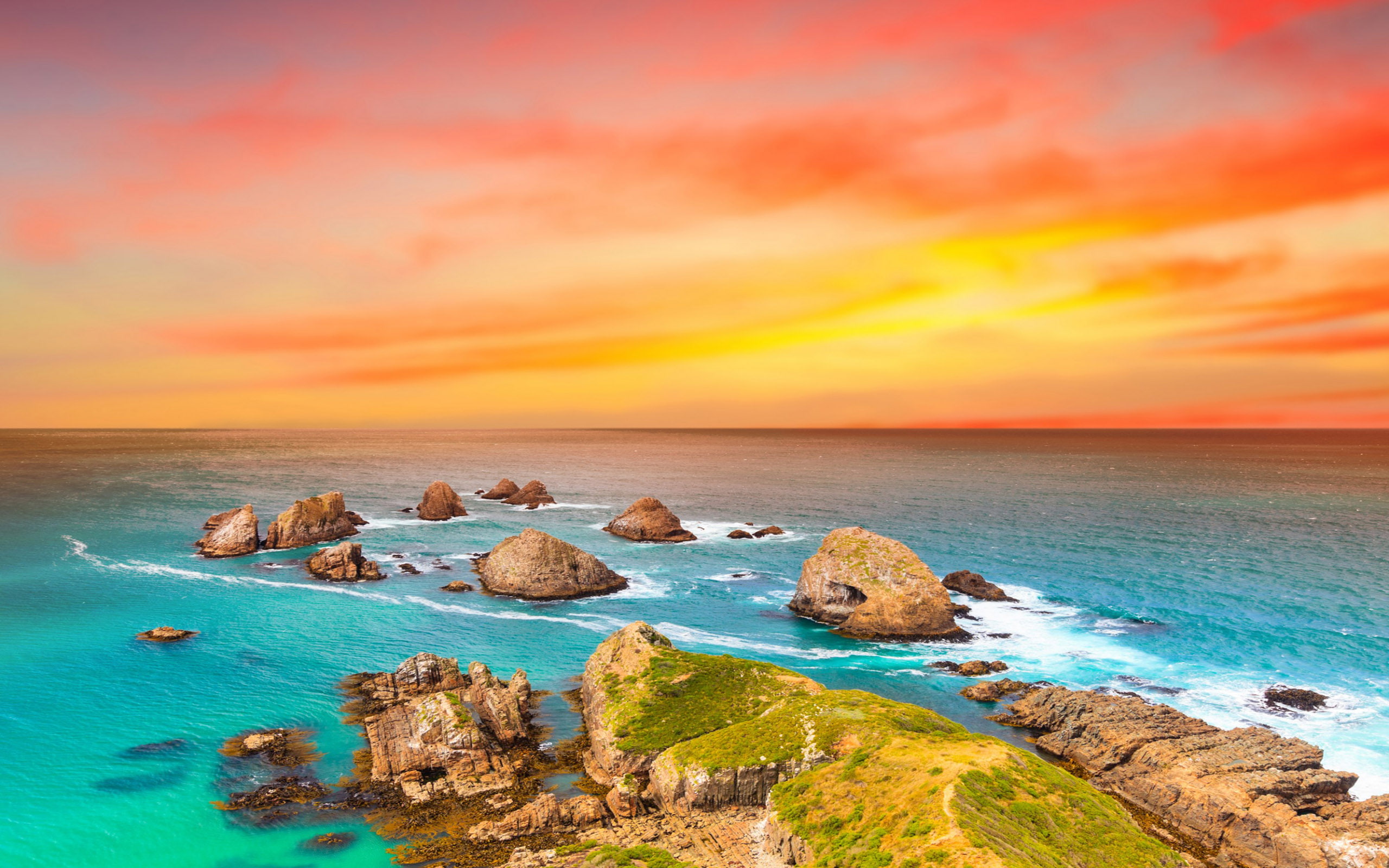 kaka, end, catlins, north, otago, along, 2K, coast, road, sky, beach, sea, nugget, sunset, point, HD Wallpaper