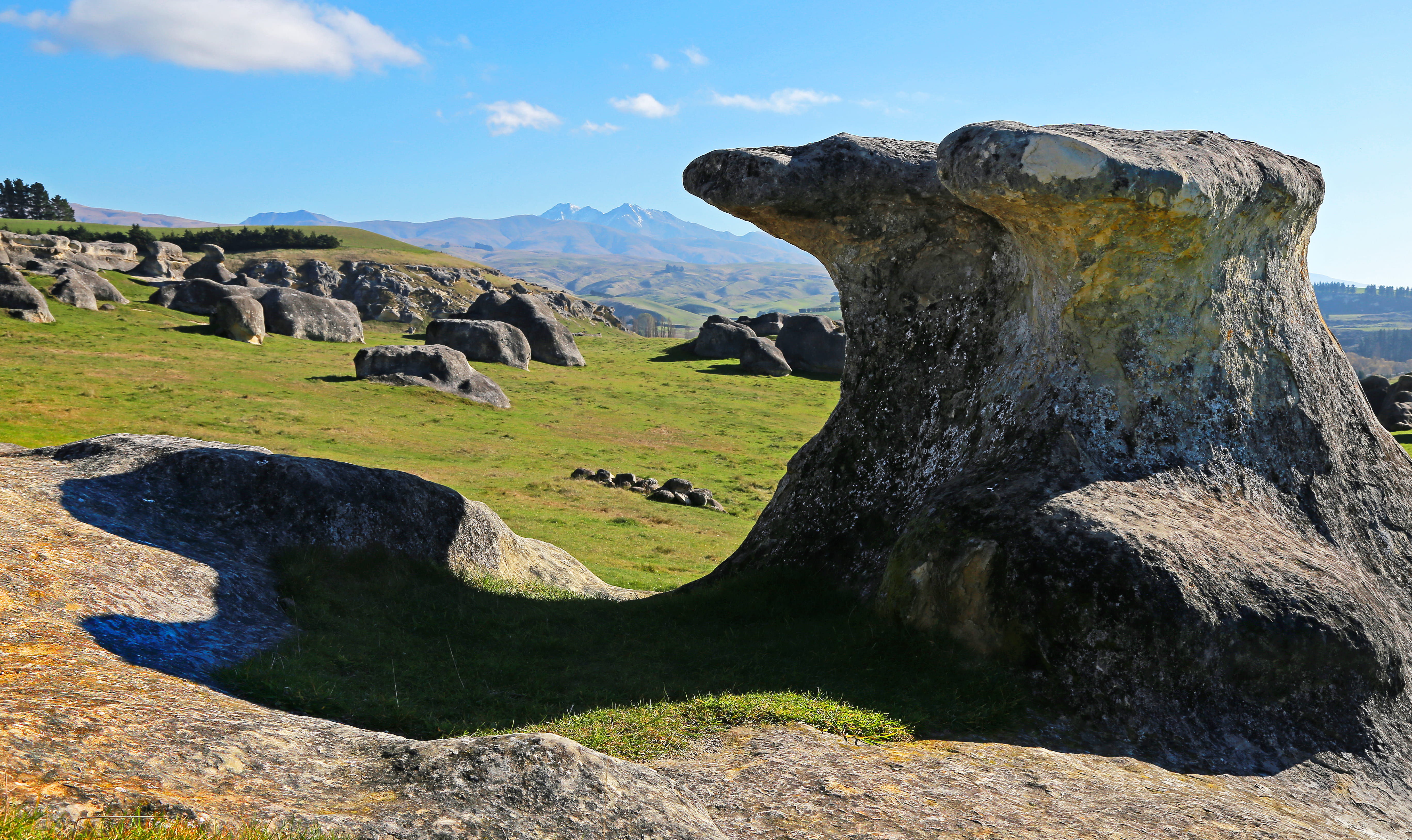 sunlight, scenics - nature, nature, rock - object, rockforms, tranquil scene, no people, mountain, 5K, tranquility, rock, otago, environment, limestone, HD Wallpaper