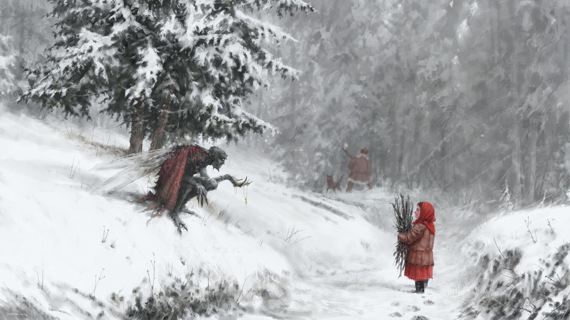 Dark fairy godmother, Go ahead, Jakub Rozalski, take it. It will be our secret., 1080P, Girl, HD Wallpaper