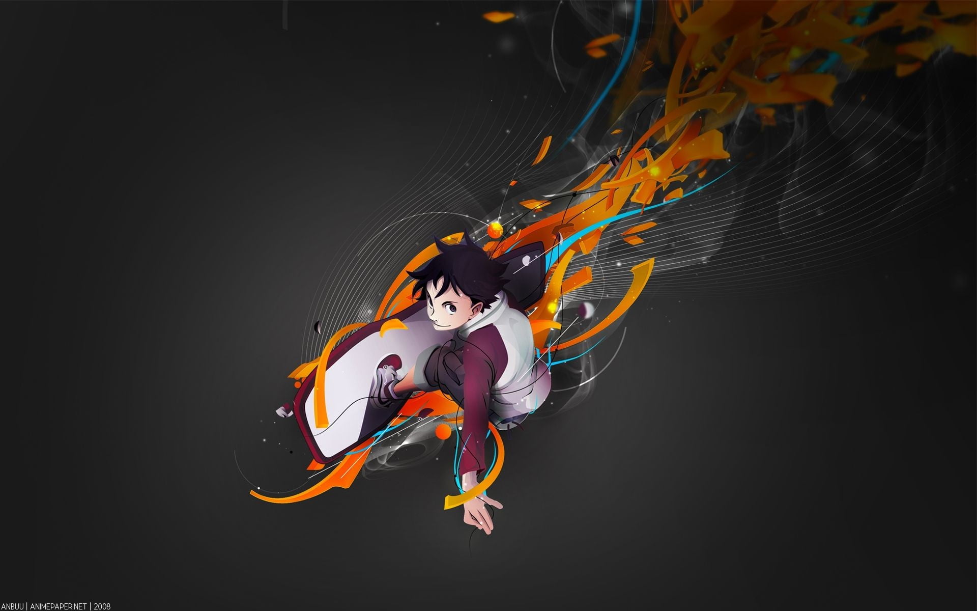 front view, black background, portrait, copy space, 1080P, artwork, multi colored, people, digital composite, Thurston Renton, indoors, riding, Eureka Seven, HD Wallpaper