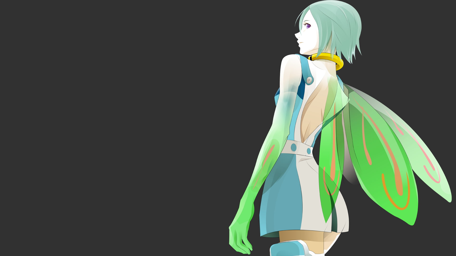one person, Eureka Seven, human representation, green color, women, Eureka (character), anime girls, multi colored, flag, nature, fashion, side view, leisure activity, HD Wallpaper