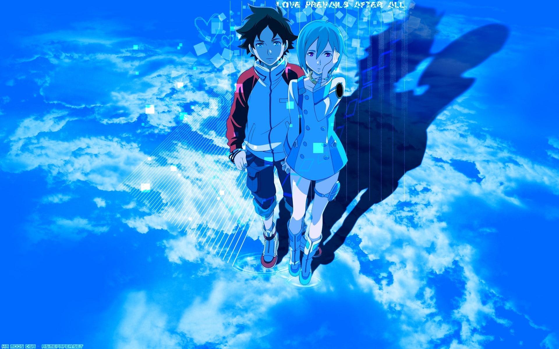 sky, water, digital composite, Eureka Seven, sea, 1080P, Thurston Renton, underwater diving, outdoors, anime, adult, low angle view, undersea, full length, HD Wallpaper