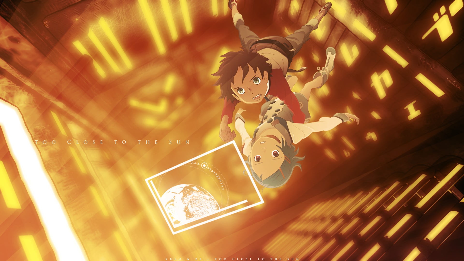 Eureka (character), portrait, architecture, 1080P, Eureka Seven, anime girls, gold colored, mirror, illuminated, anime boys, anime, indoors, emotion, human representation, HD Wallpaper