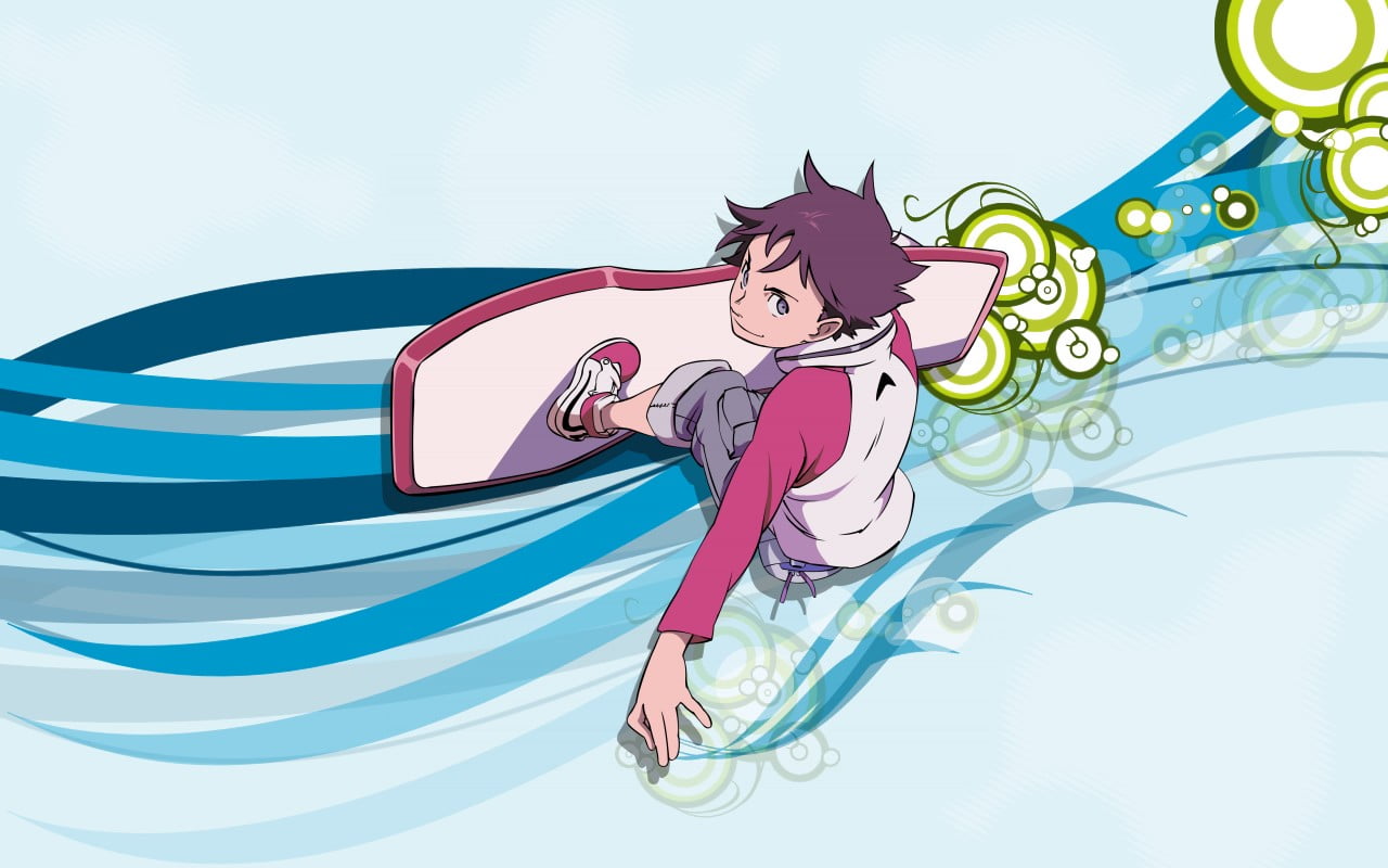 digital, male, surfboards, Thurston Renton, nature, leisure activity, representation, blue, outdoors, anime boys, art and craft, amusement park ride, HD Wallpaper