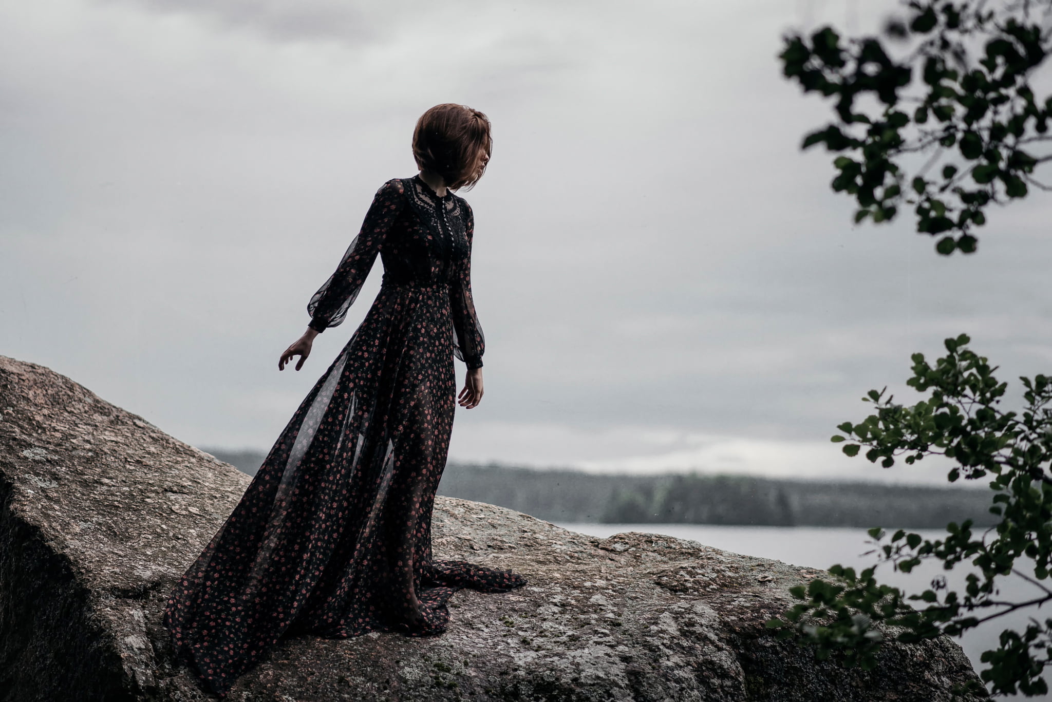 Maxim Guselnikov, stone, nature, 1080P, dress, The Greatest Sorrow, Alina Bazanova, HD Wallpaper