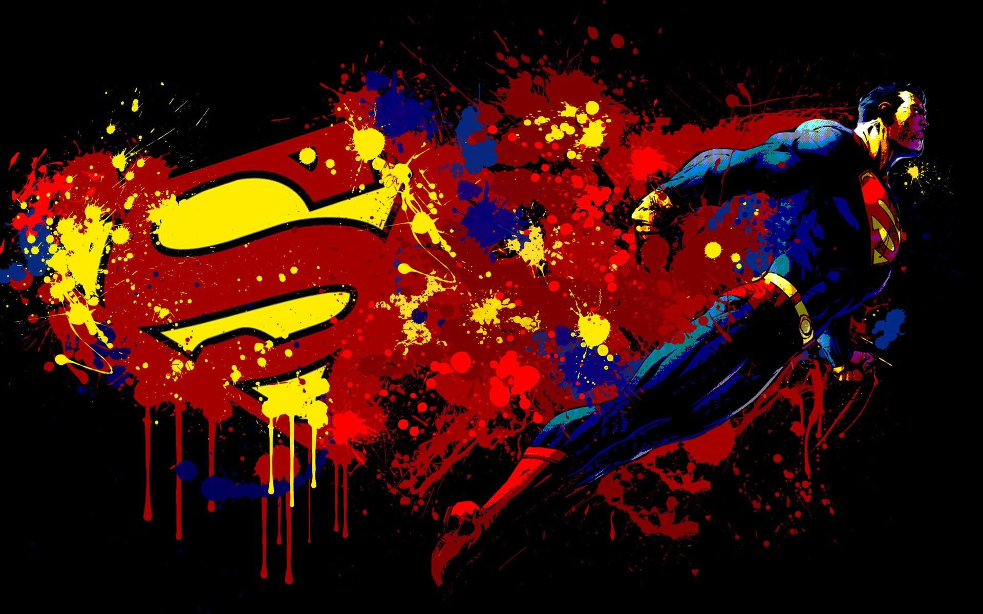 superman, paint, great, unique, splash, 1080P, colors, art, HD Wallpaper