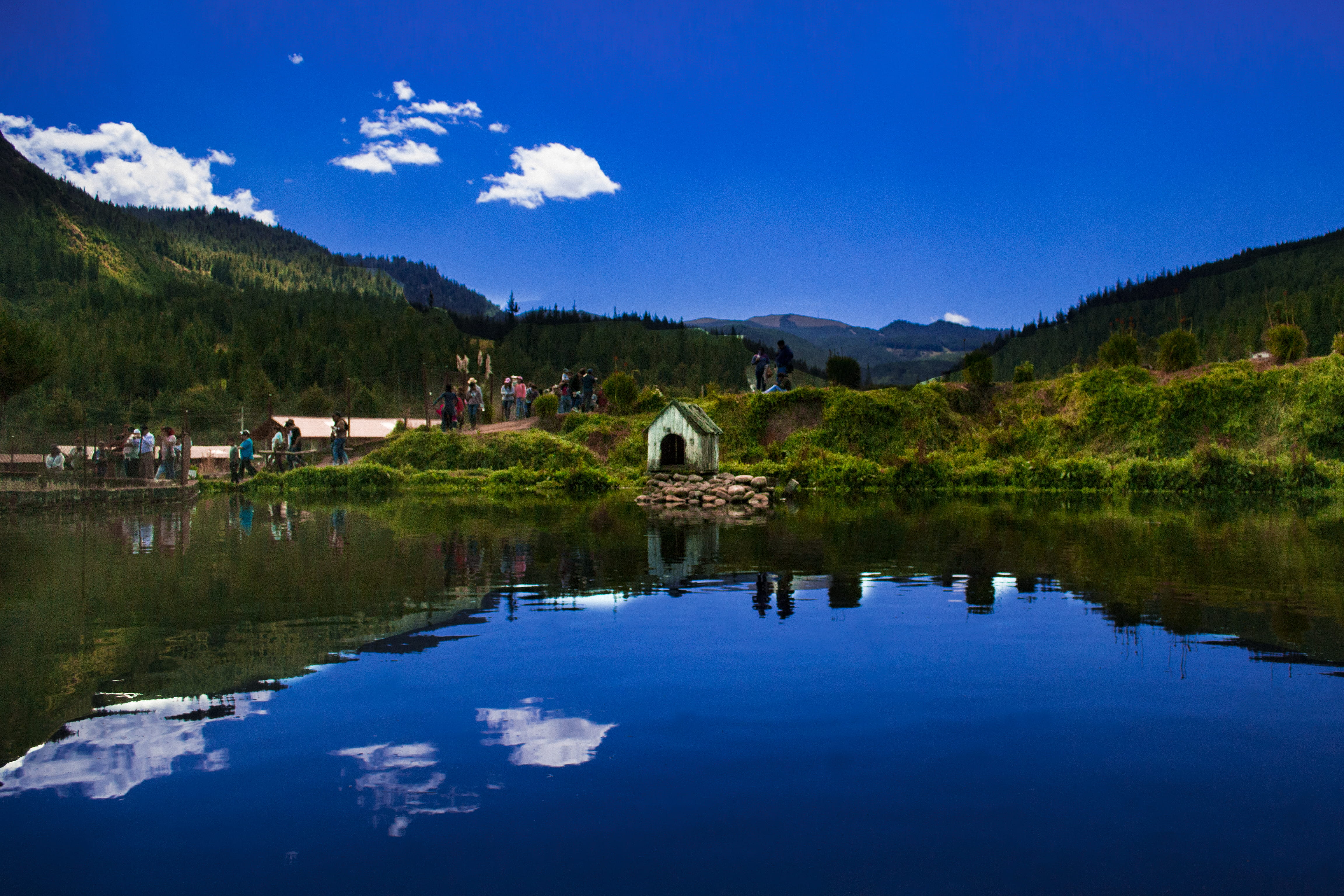 landscape, granja porcon, water, unique, building exterior, mountain range, cajamarca, beauty in nature, reflection, 4K, nature, sky, outdoors, tranquility, HD Wallpaper