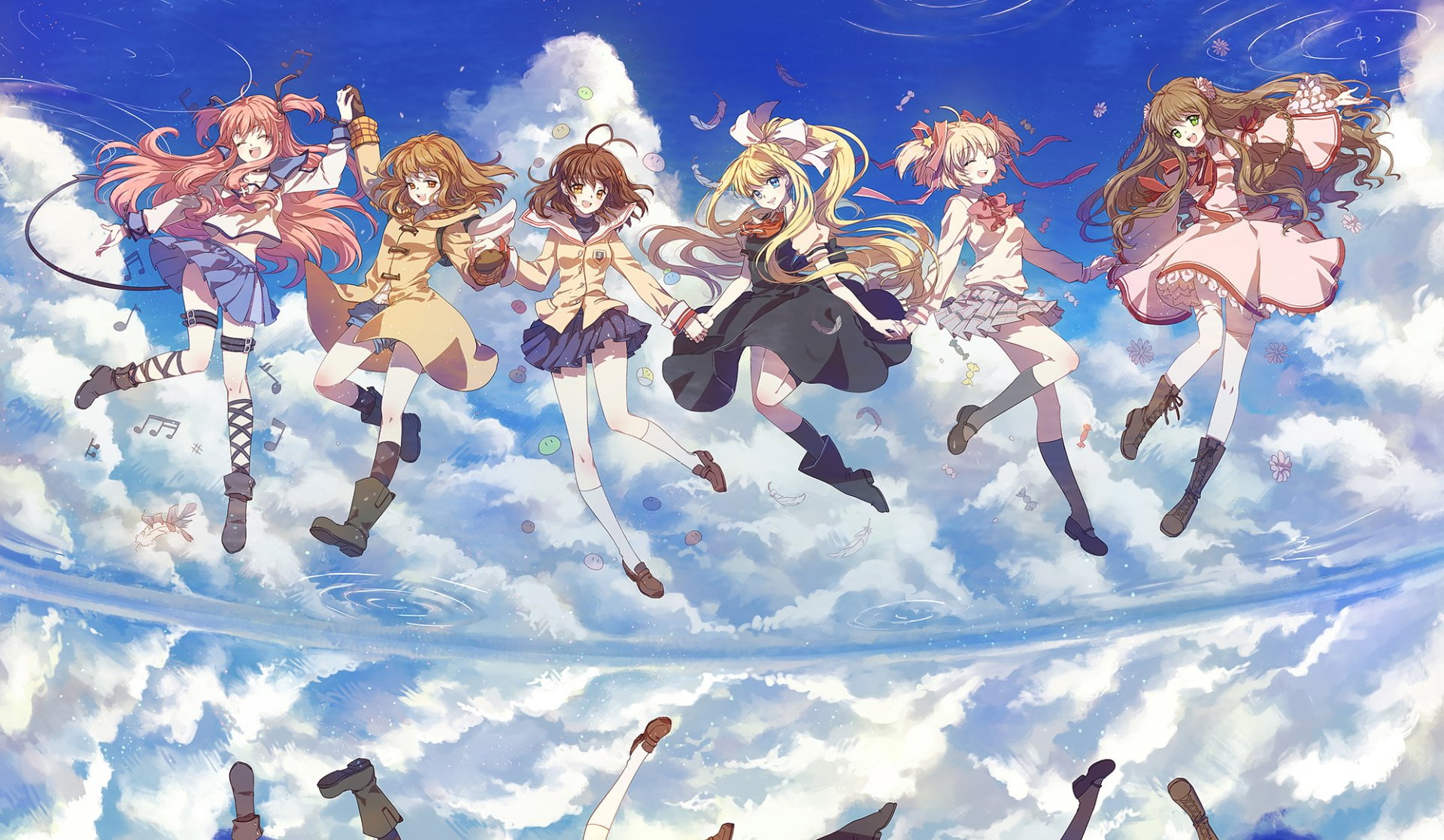 Misuzu Kamio, Crossover, animal, art and craft, multi colored, Anime, flying, sunlight, animal themes, 1080P, no people, mid-air, animal wildlife, Kotori Kanbe, HD Wallpaper