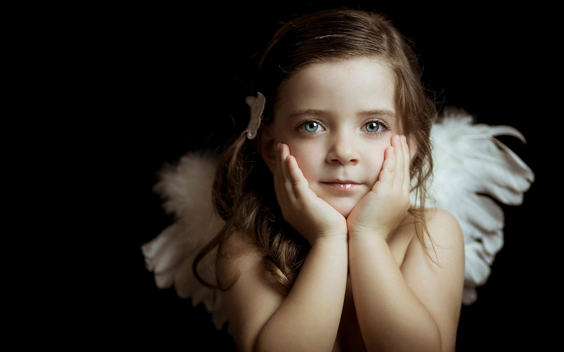 costume, cherubim, Angel, toddler, Little, Eyes, 1080P, Girl, Beautiful, s, HD Wallpaper