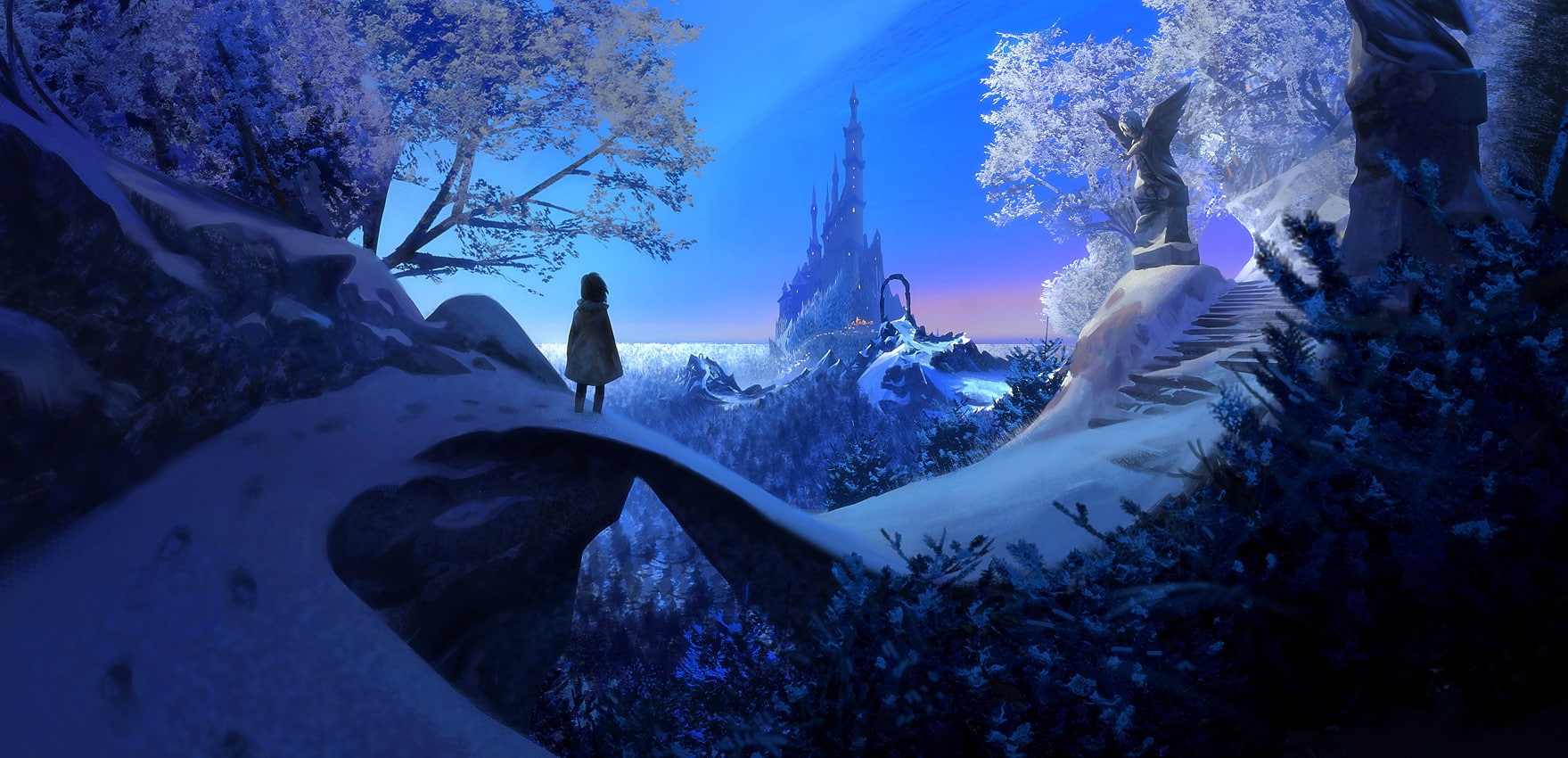 little girl, winter, Kingdom, angel, snow, 720P, HD Wallpaper
