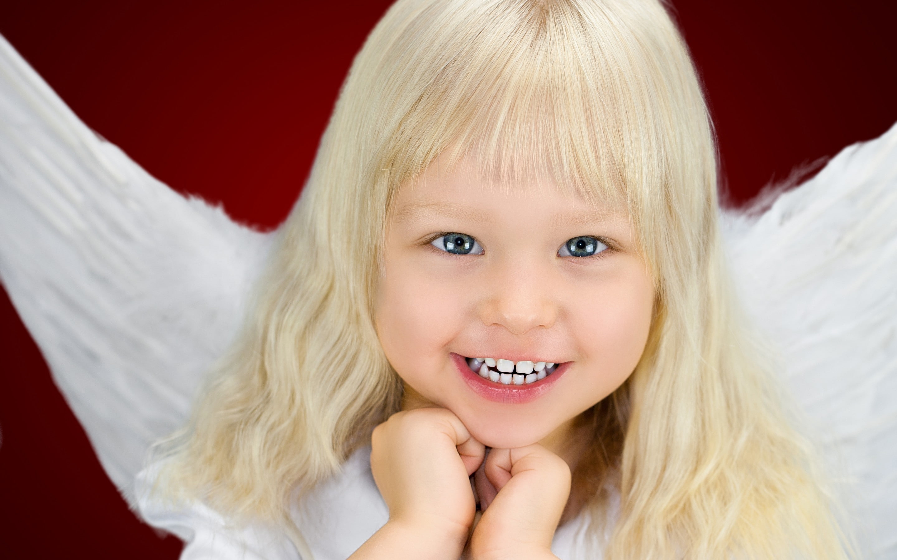 little girl, wings, 2K, angel, child, smile, HD Wallpaper