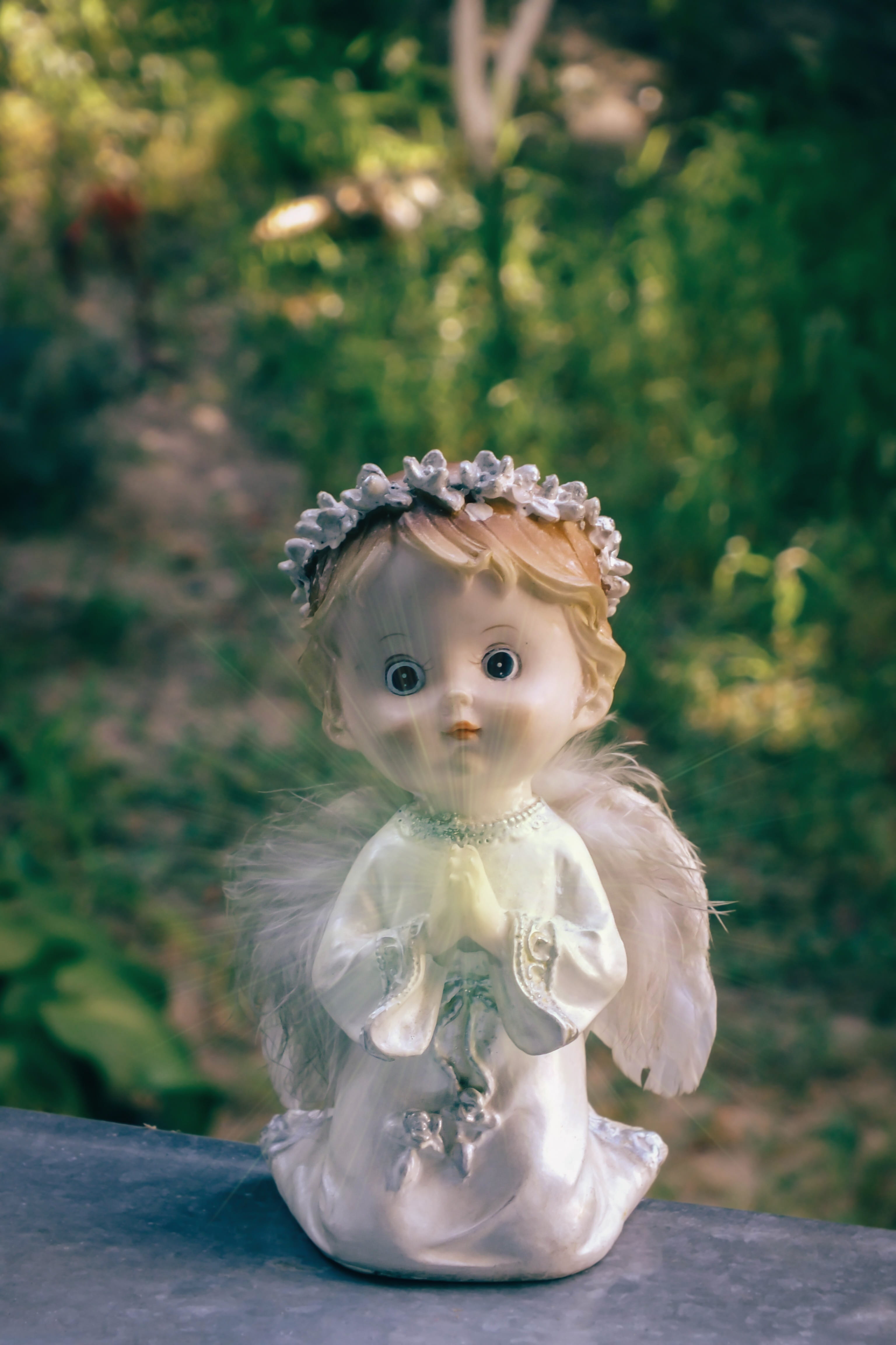 nature, representation, plant, outdoor, little, window, toy, 4K, female likeness, innocence, day, creativity, close-up, love, praying, symbol, focus on foreground, Phone HD Wallpaper