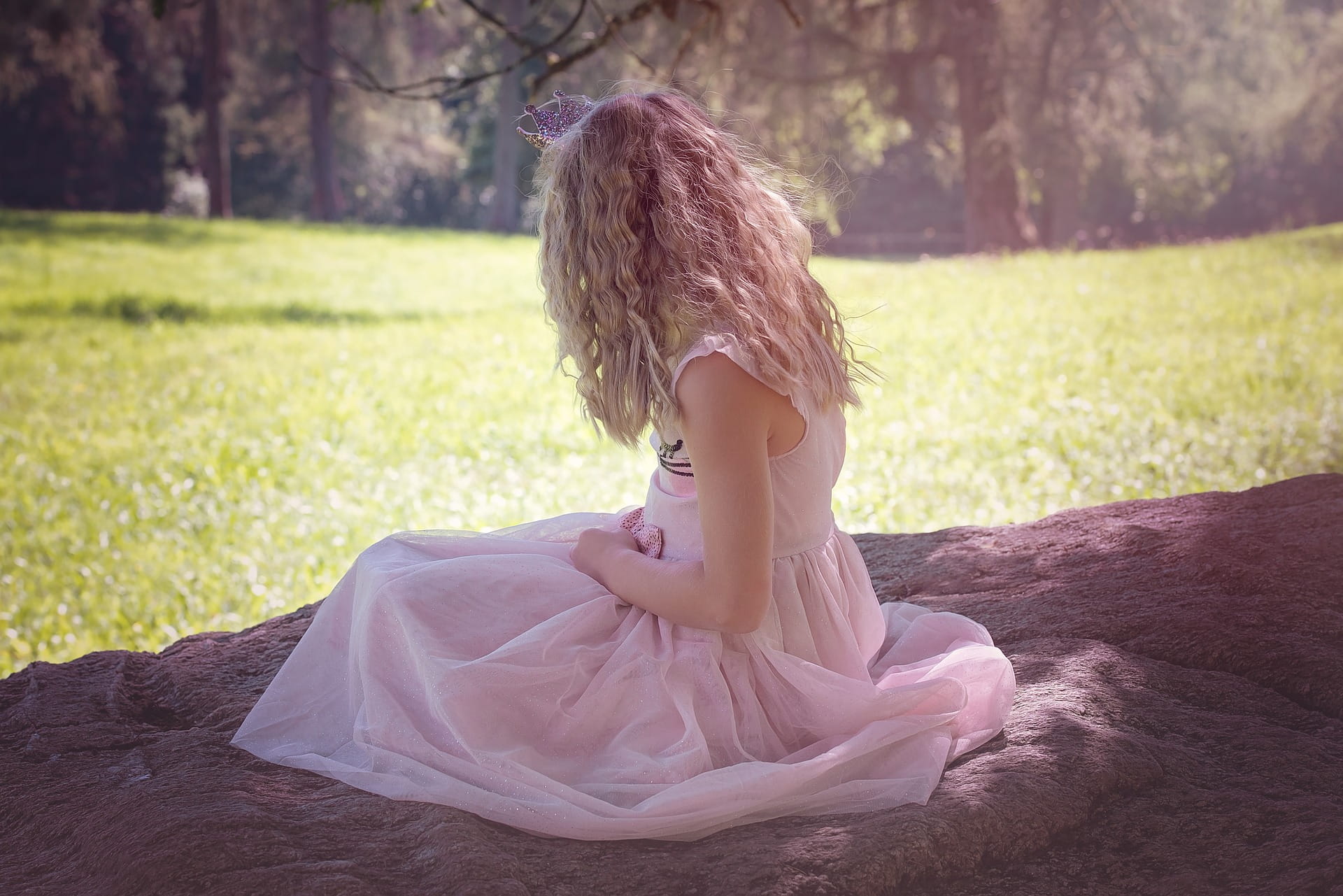 sunlight, nature, one person, girl, hairstyle, princess, little, offspring, outdoors, dress, child, land, childhood, 1080P, day, plant, blonde, angel, HD Wallpaper