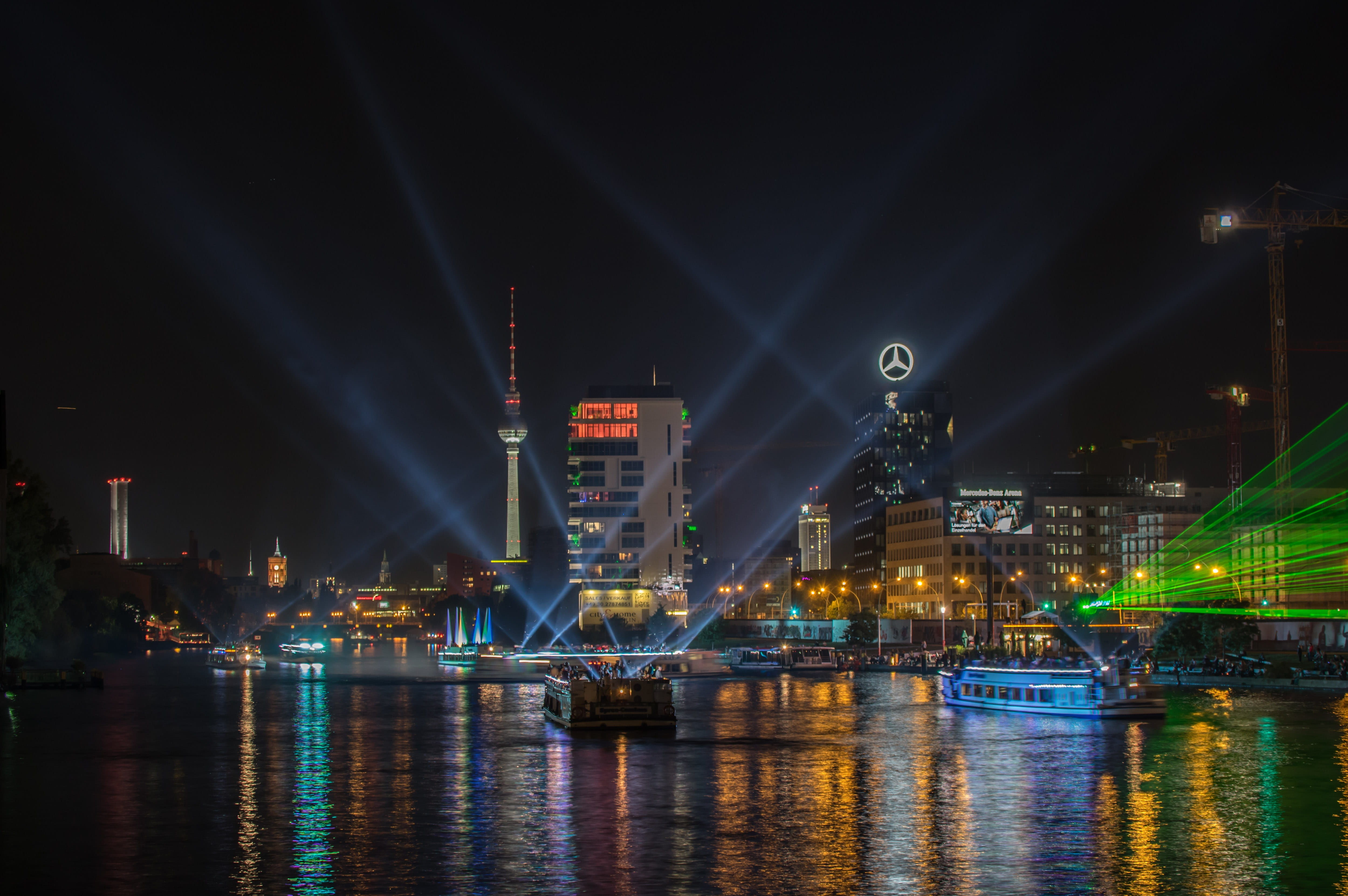waterfront, lichtspiel, harbor, event, nature, 4K, outdoors, no people, pier, reflection, nautical vessel, architecture, colorful, commercial dock, building exterior, HD Wallpaper
