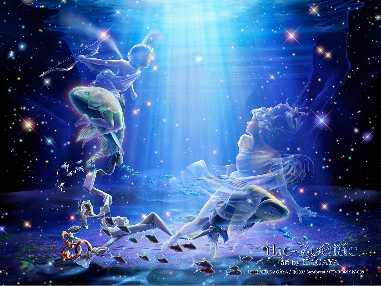 720P, sign, zodiac, girl, stars, fishes, HD Wallpaper