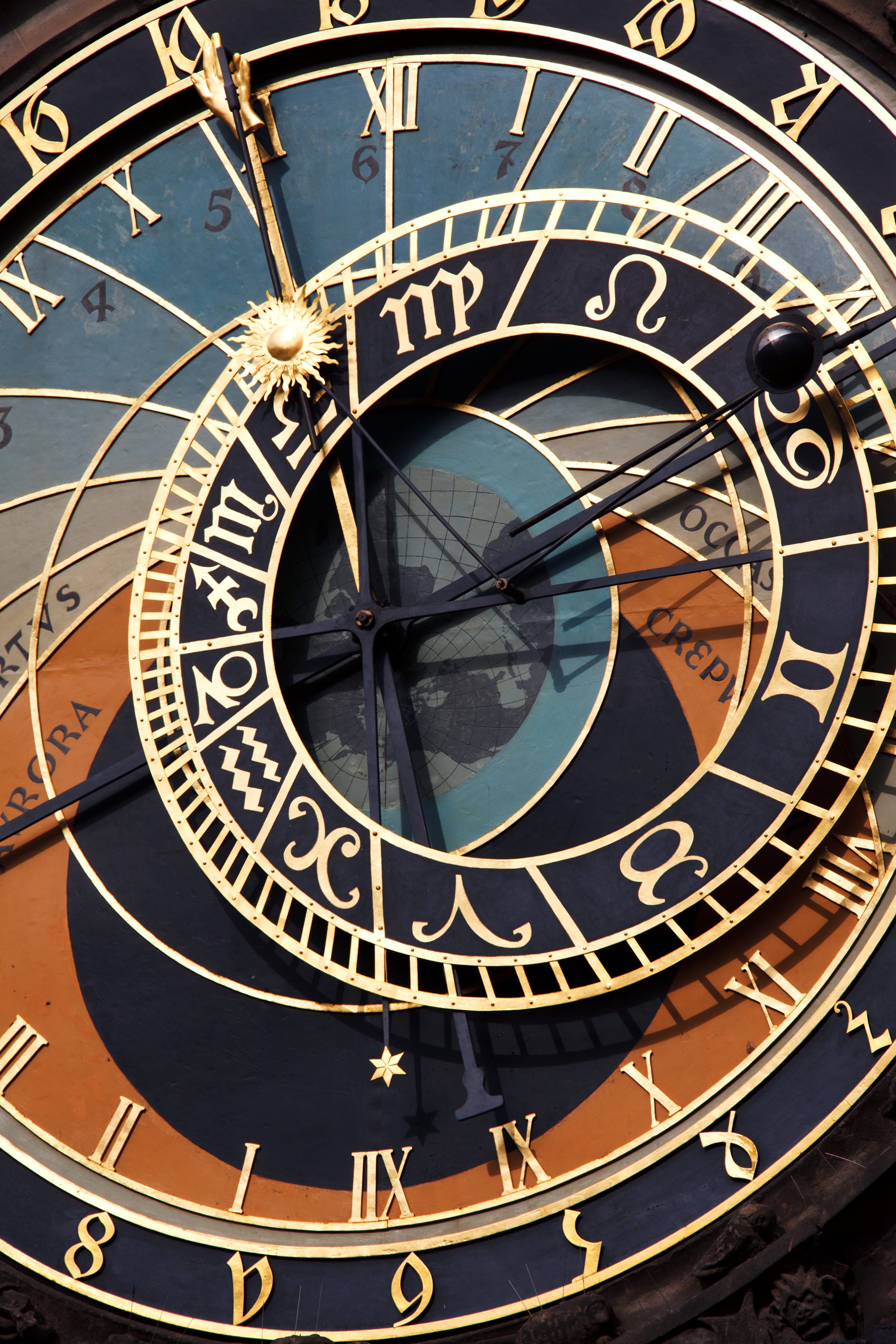 space, cultures, town, zodiac sign, clock tower, clock, roman numeral, europe, astronomical, gray, travel destinations, medieval, low angle view, ornate, Phone HD Wallpaper