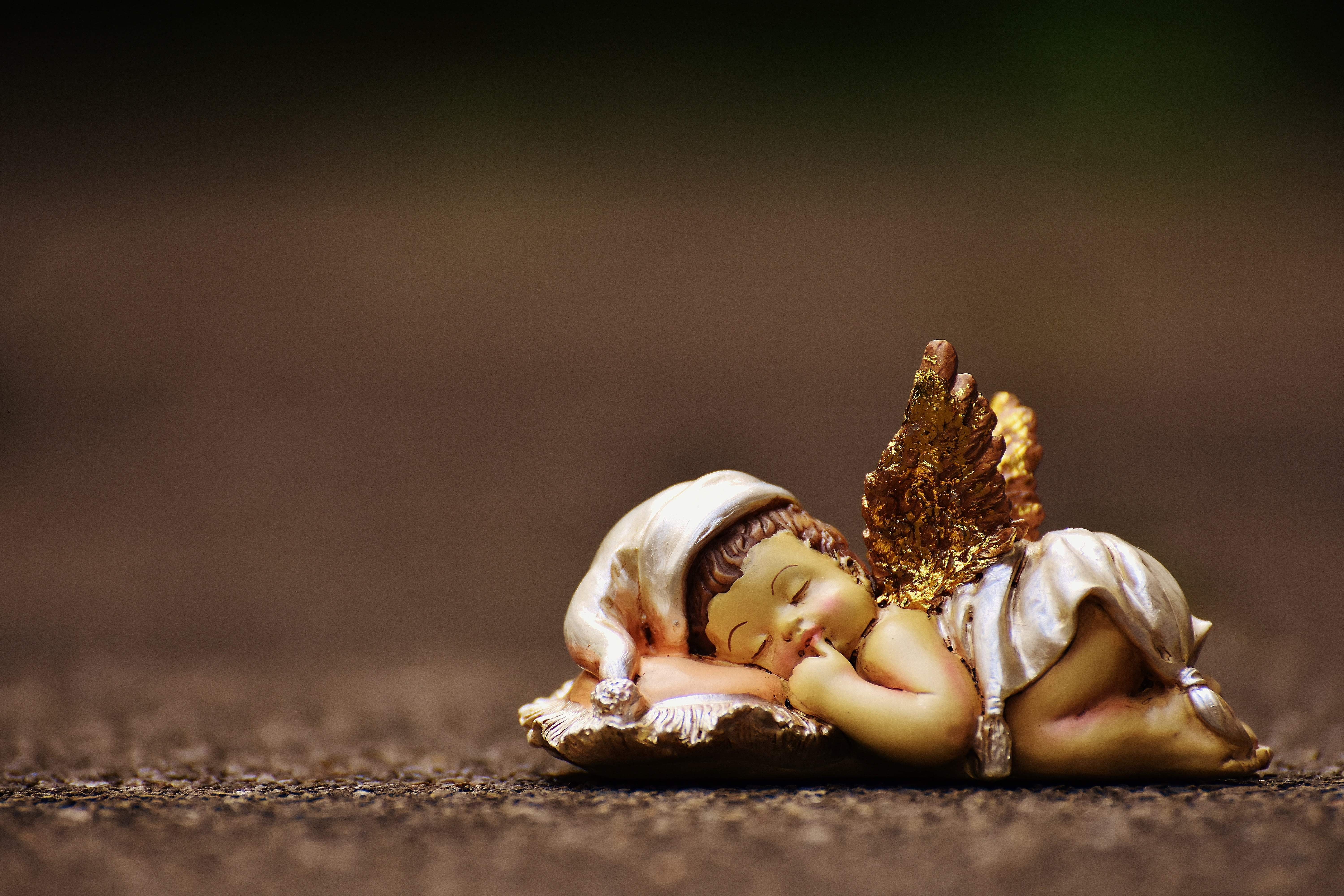 angel, faith, close-up, studio shot, schutzengelchen, baby, photography, no people, statue, selective focus, wood - material, decoration, art, mushroom, HD Wallpaper