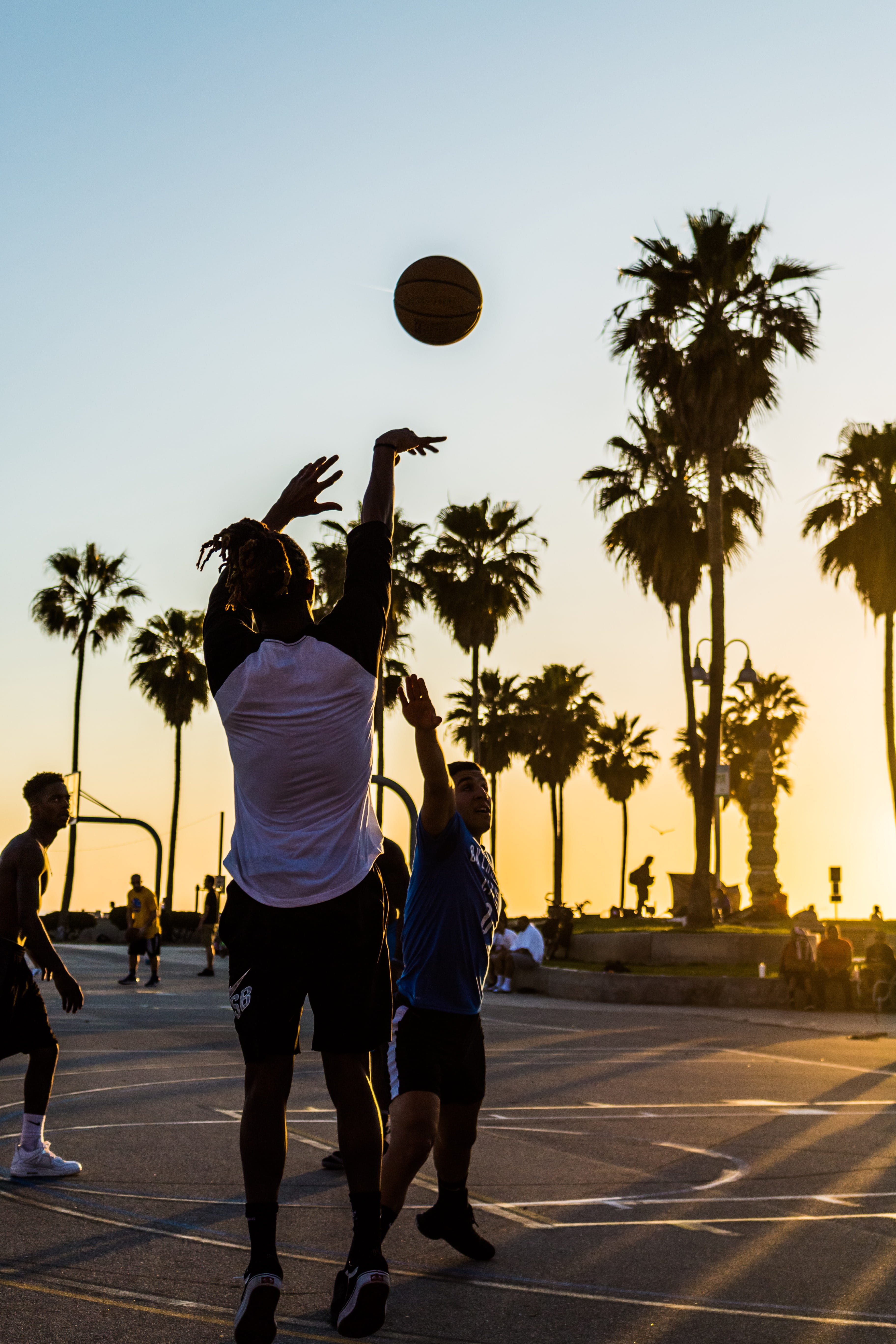 tree, man, rear view, sky, leisure, 5K, playing, full length, wear, sunset, sport, human arm, recreation, street, effort, skill, daylight, shooting, lifestyles, Phone HD Wallpaper