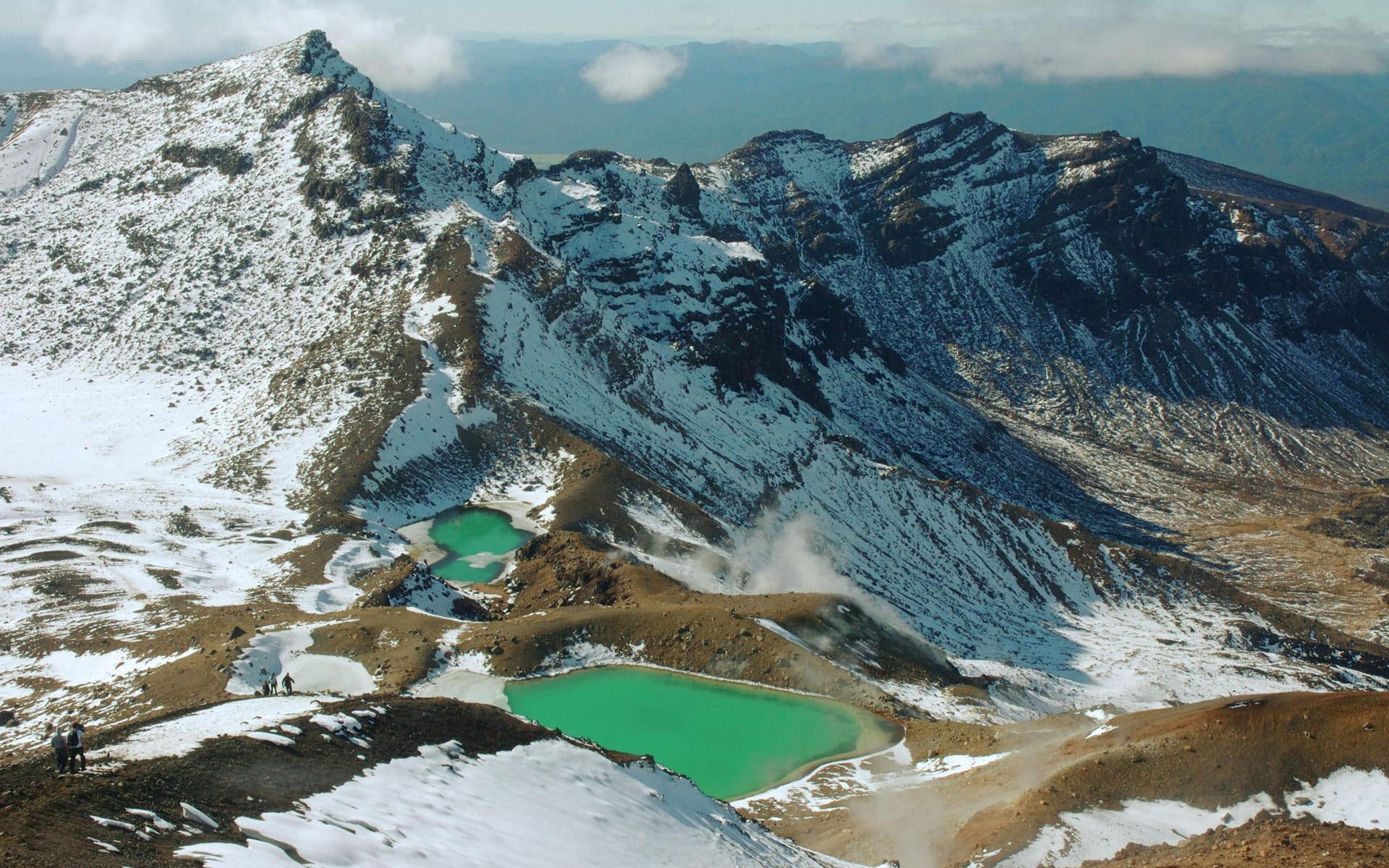 mountains, nature and landscapes, tongariro, green, snow, mt, new, 1080P, emerald, zeal, lakes, HD Wallpaper