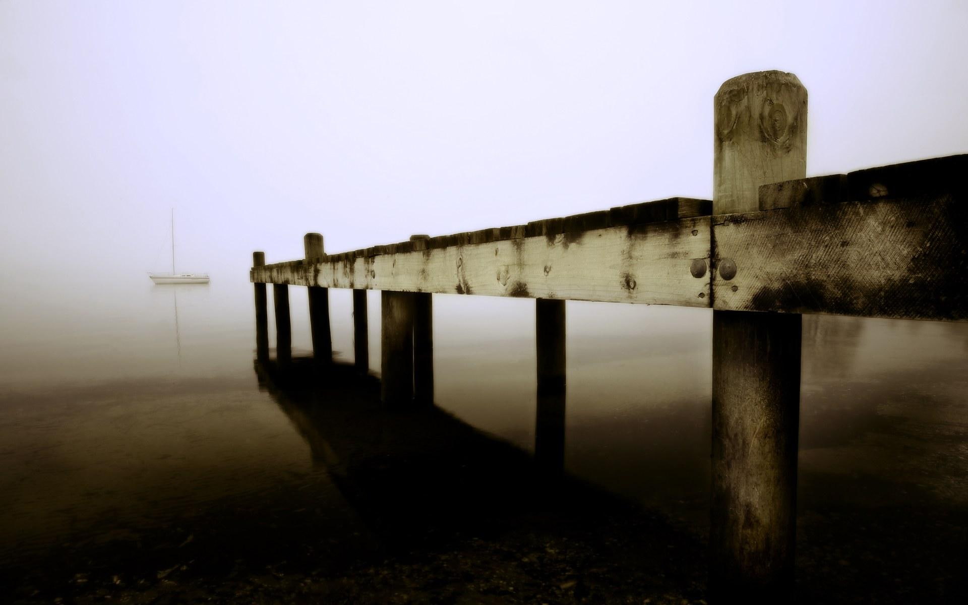 new zealand landing in morning mist, new zealand, fog beach, mist, morning, landing, new, ling, 1080P, zeal, pier, 3d and, dock, morning mist, HD Wallpaper