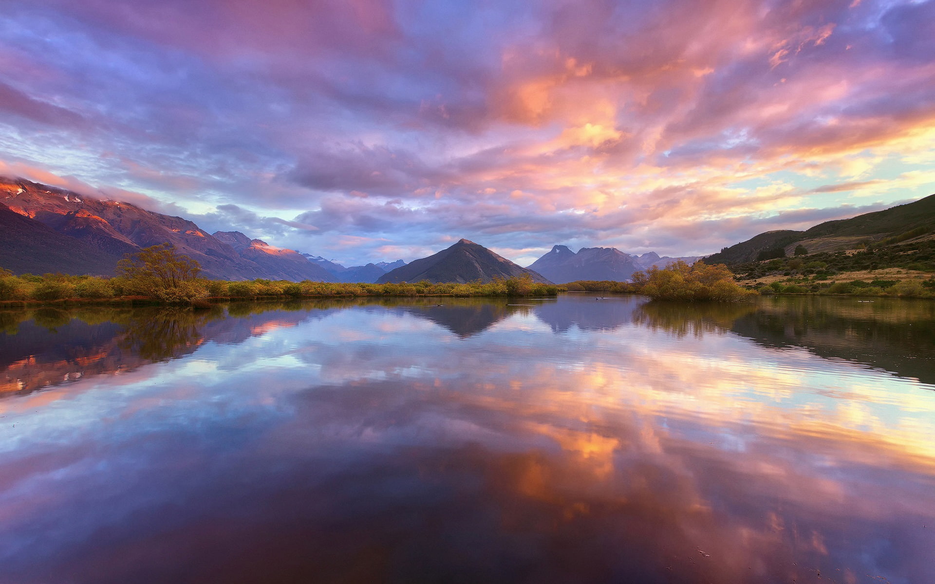 Wakatipu, Water, South, New, Reflection, Island, Sky, Mountains, Lake, 1080P, Clouds, Zealand, HD Wallpaper