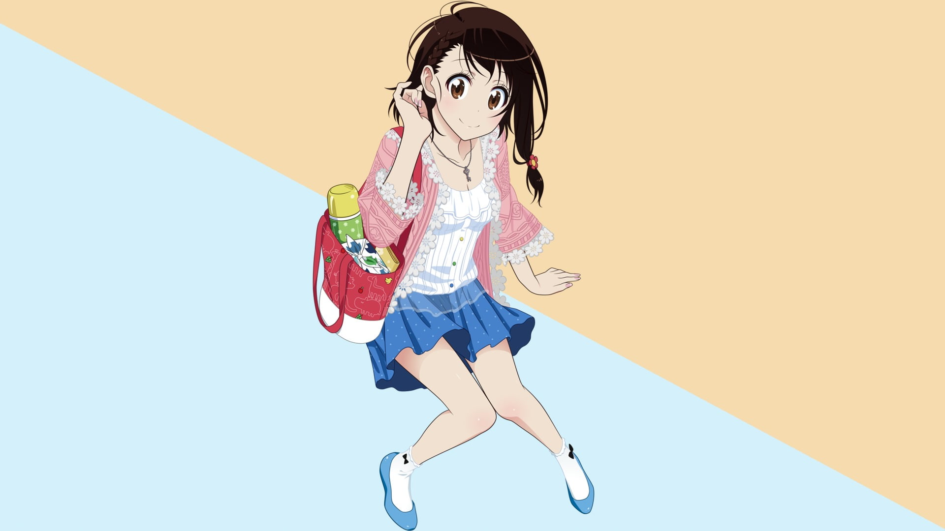 sunglasses, shoe, indoors, hair, front view, character, looking at camera, young women, adult, Nisekoi, 1080P, Onodera Kosaki, fashion, beauty, portrait, HD Wallpaper
