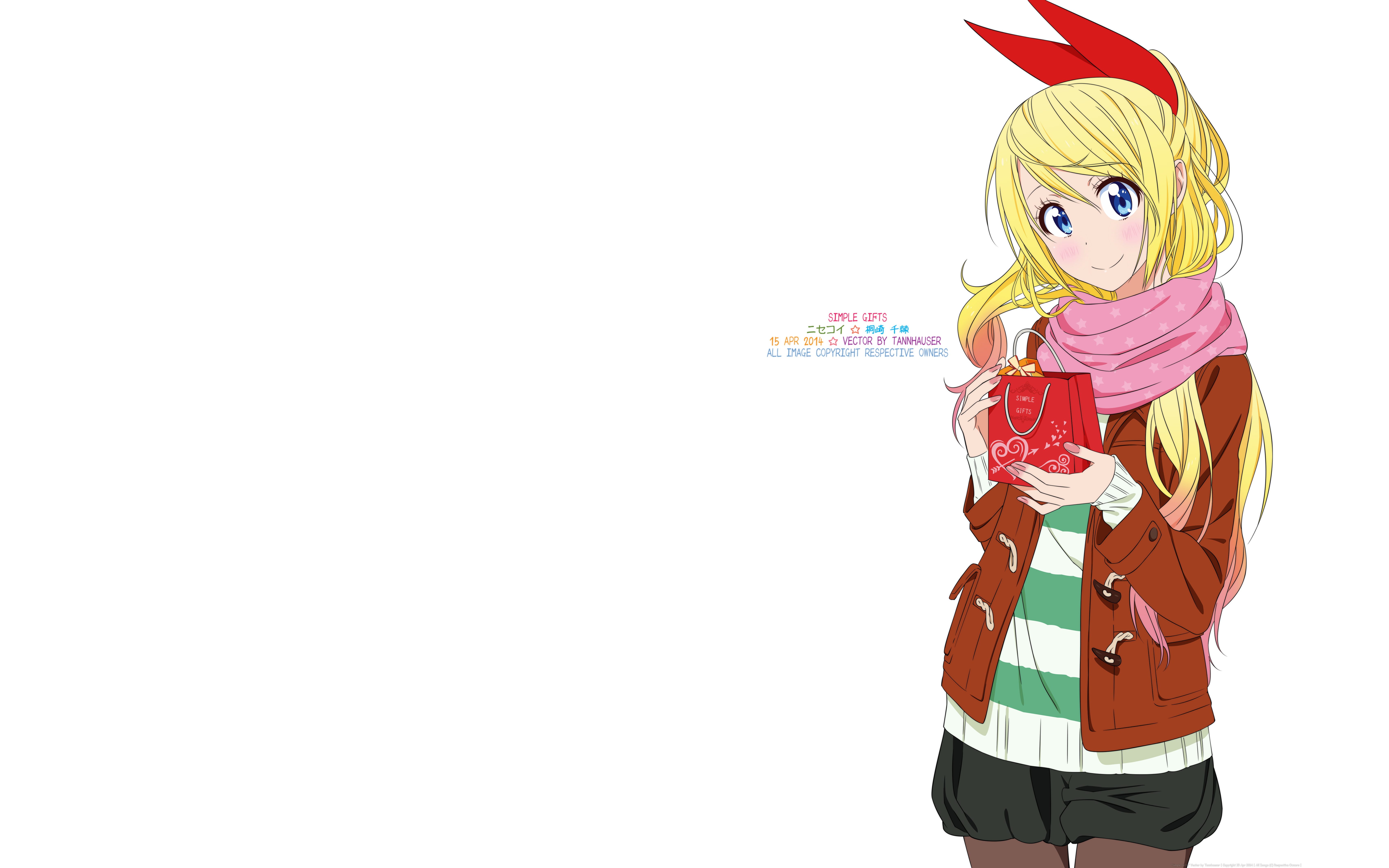 three quarter length, childhood, creativity, toy, white background, celebration, Nisekoi, copy space, anime girls, standing, front view, lifestyles, Kirisaki Chitoge, HD Wallpaper