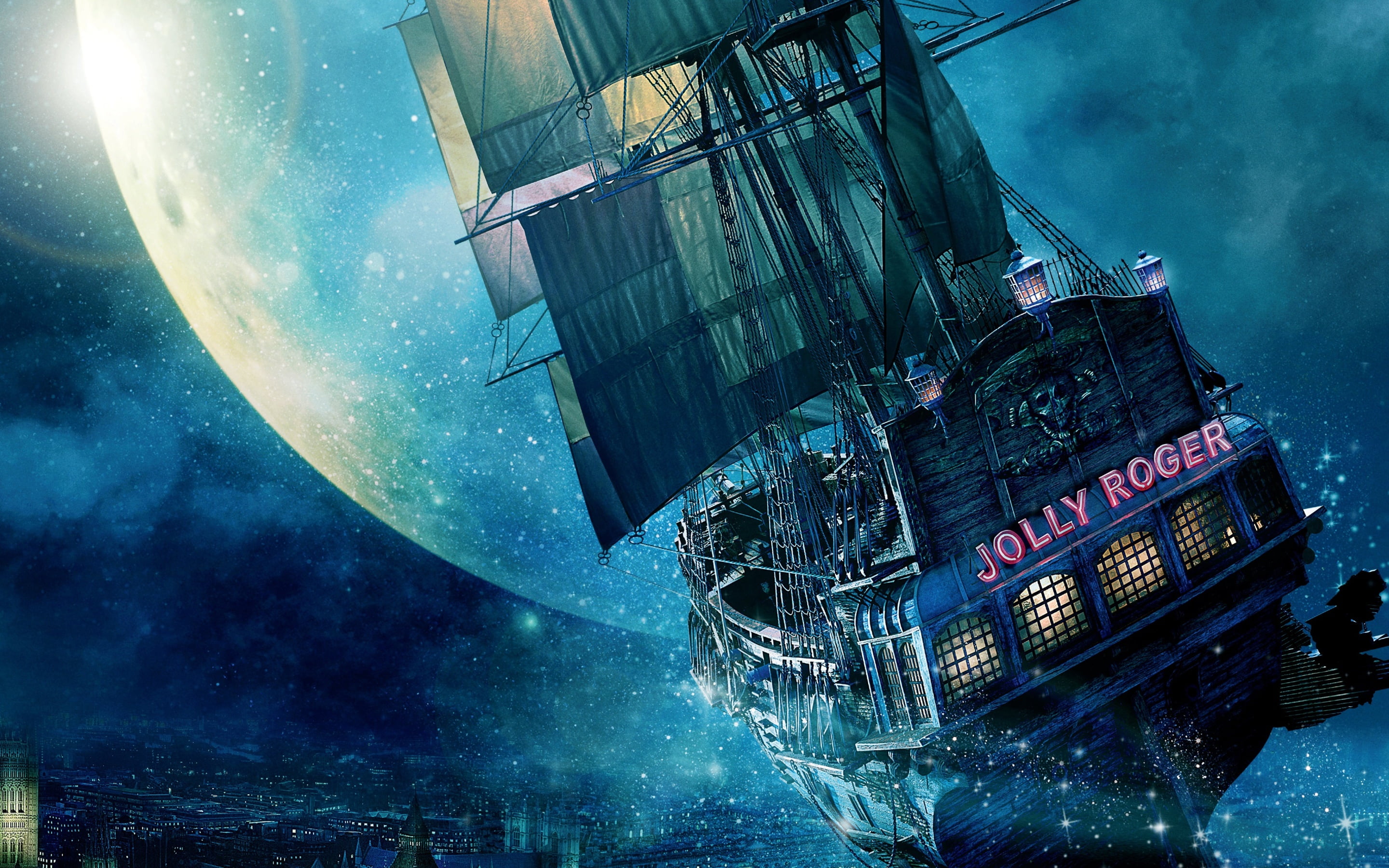 2015, pan, digital composite, night, cloud - sky, sea, water, space, brown, roger, Movies, no people, sign, blue, nautical vessel, outdoors, HD Wallpaper