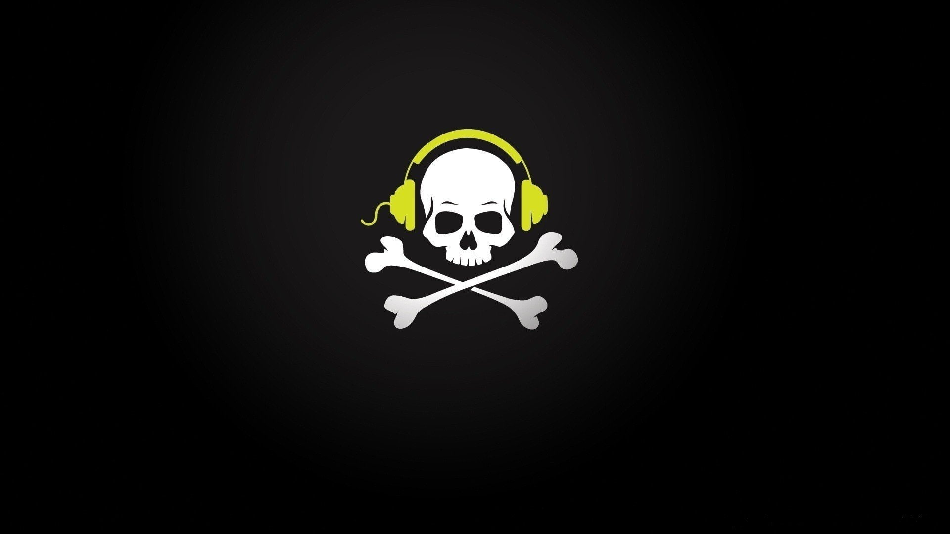 crossbones, skull, 1080P, headphones, HD Wallpaper
