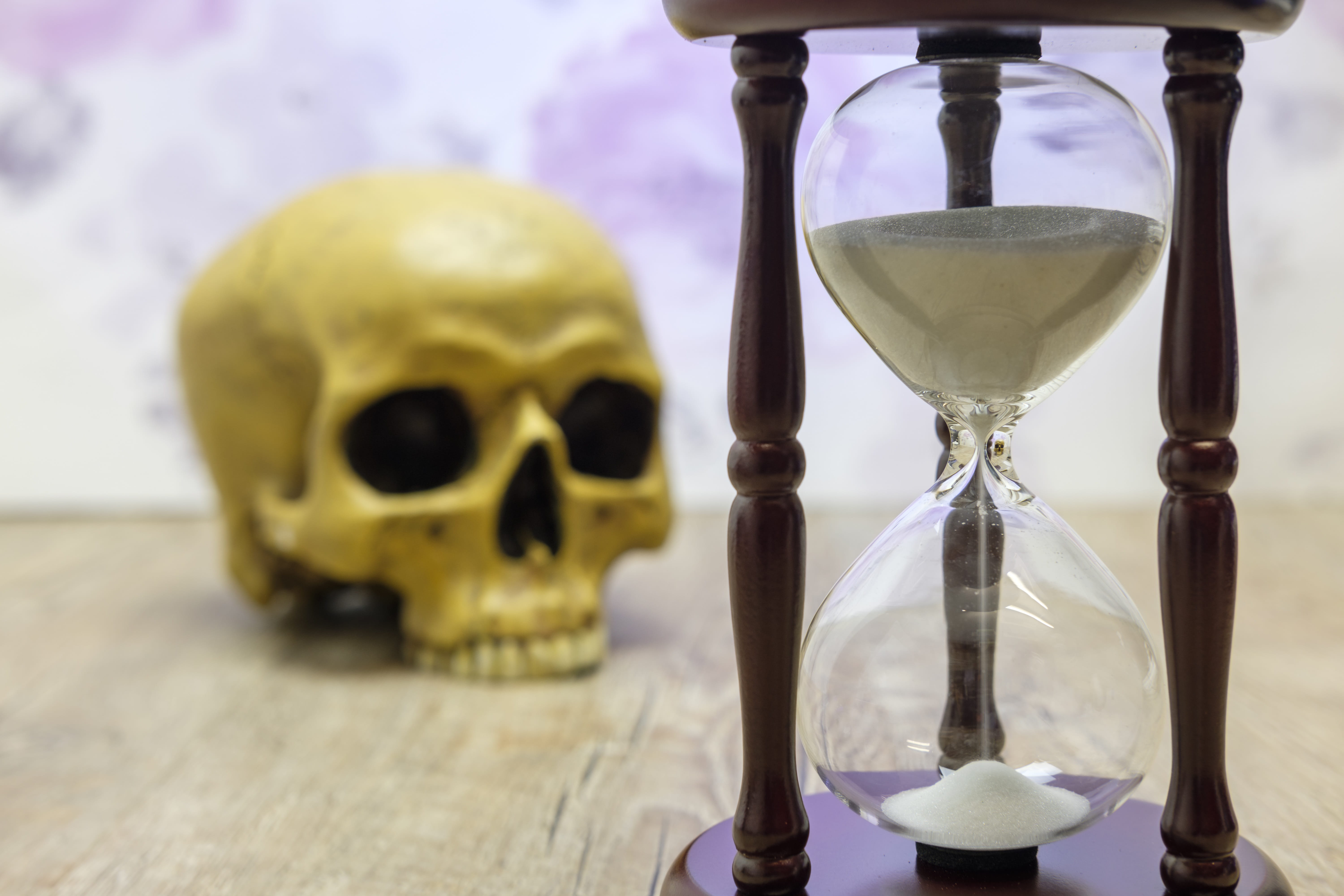 deadline, no people, focus on foreground, timer, past, 5K, clock, table, close-up, human skeleton, indoors, pass, time, nature, still life, bone, hourglass, HD Wallpaper