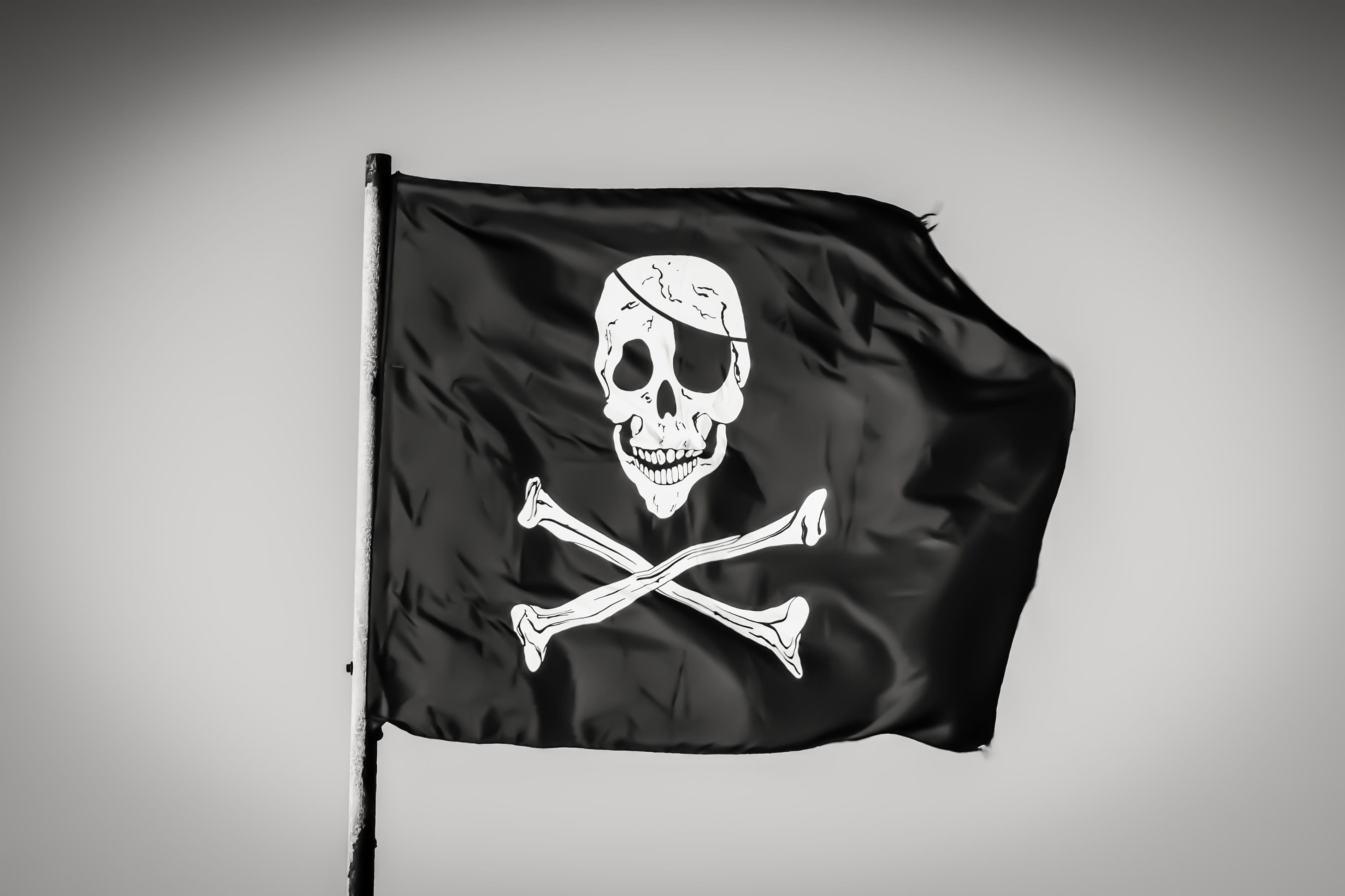 disguise, Piracy, representation, banner, nautical, scary, human skeleton, Black, death, black, skull, warning, skeleton, human bone, warning sign, 2K, HD Wallpaper