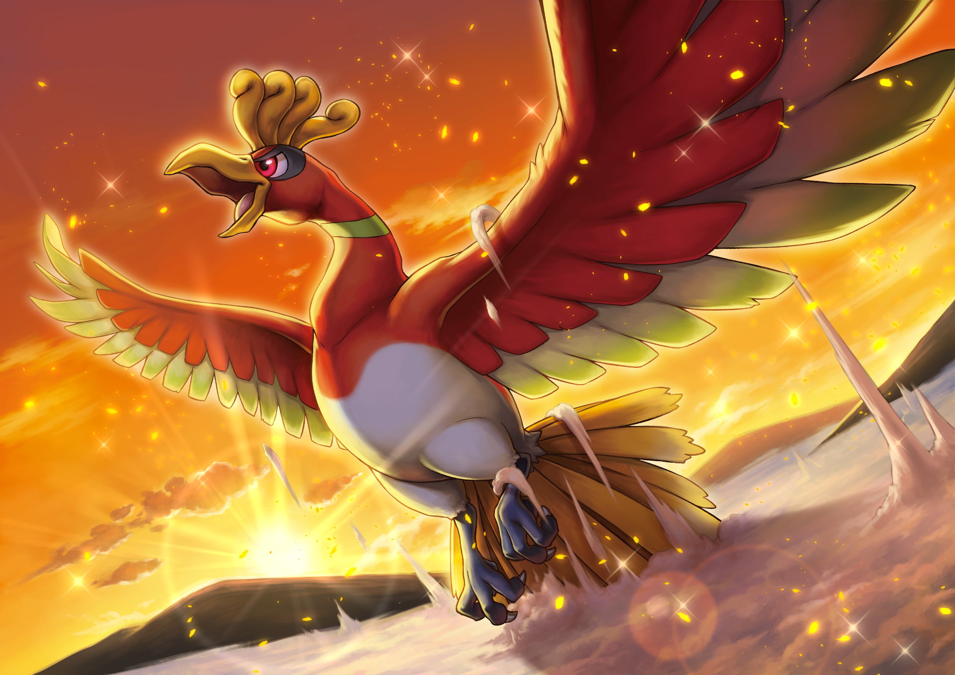 1080P, Ho-oh (Pokémon), Pokémon, HD Wallpaper