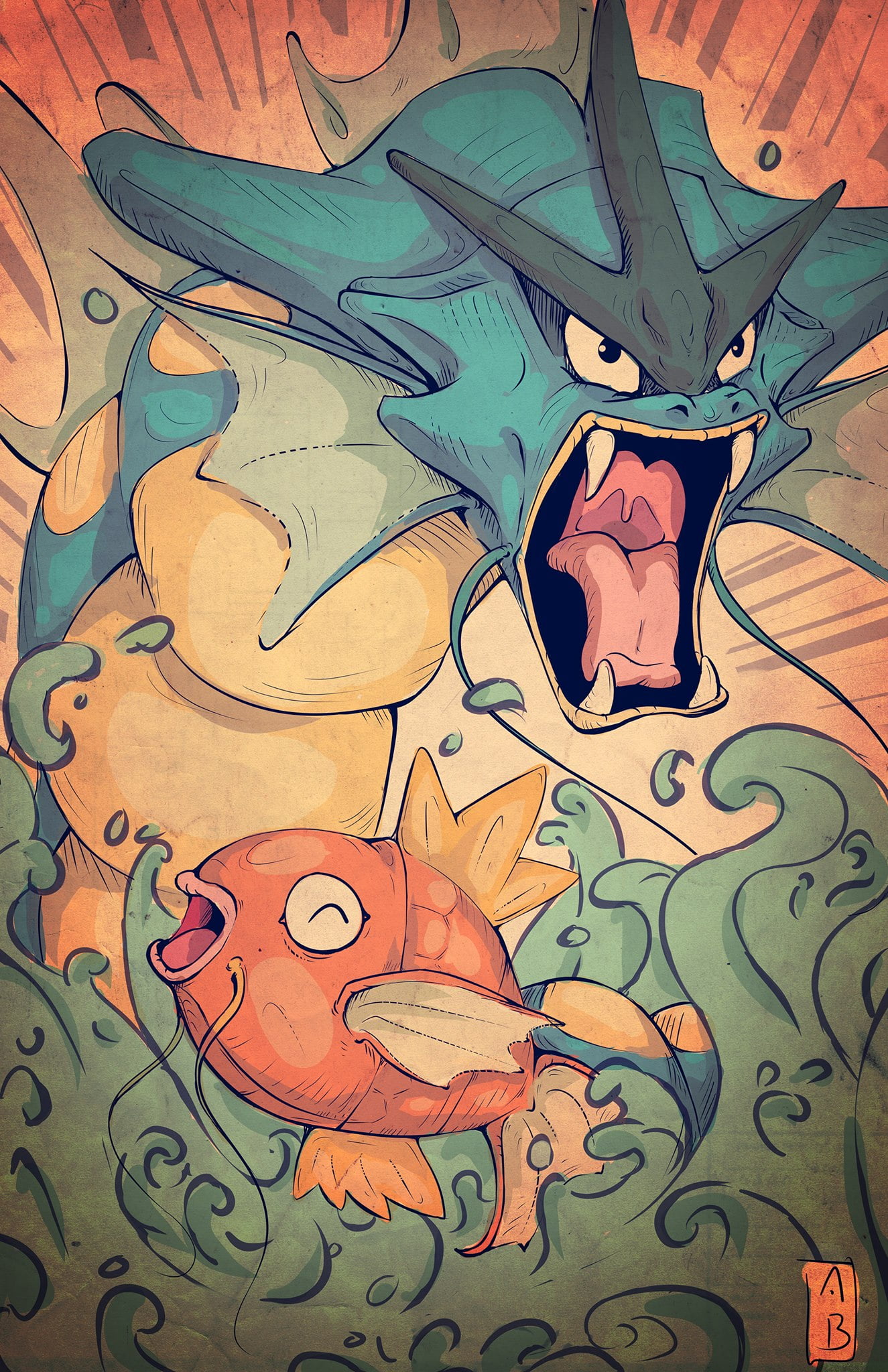 1080P, Gyarados, anime, Magikarp, Pokémon, Phone HD Wallpaper