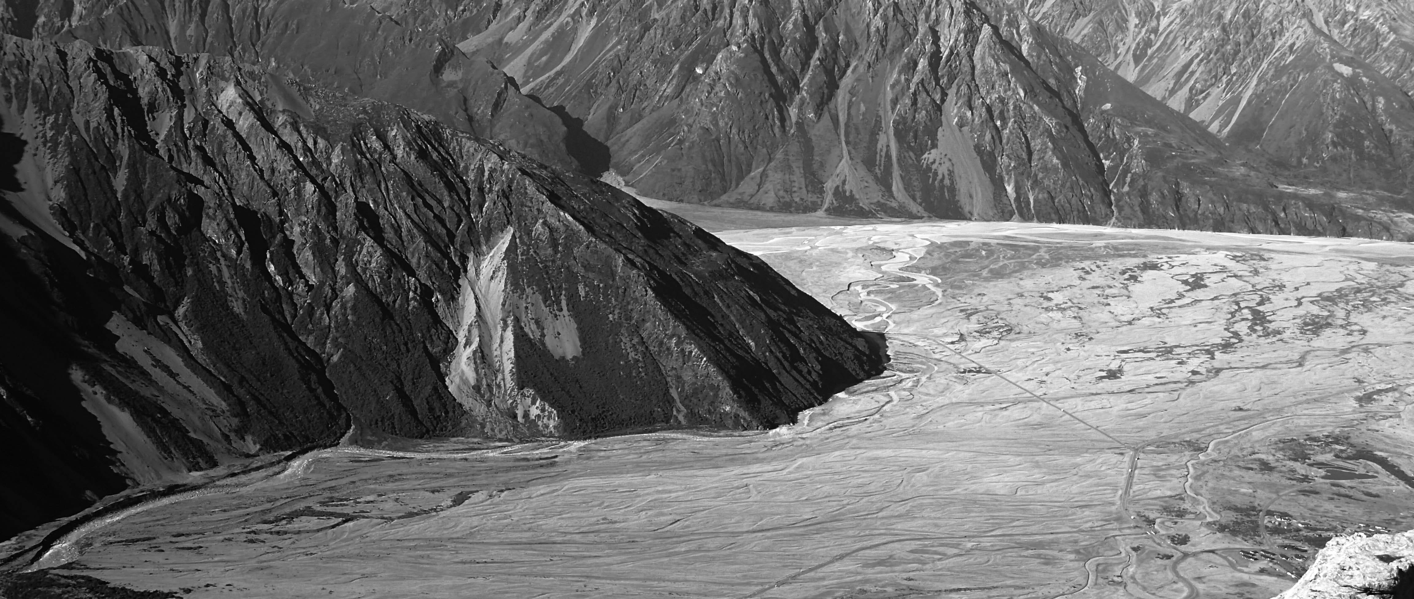 water, mountains, plains, day, beauty in nature, solid, earthpics, non-urban scene, formation, aoraki/mount cook national park, 4K, rock, blackandwhite, HD Wallpaper