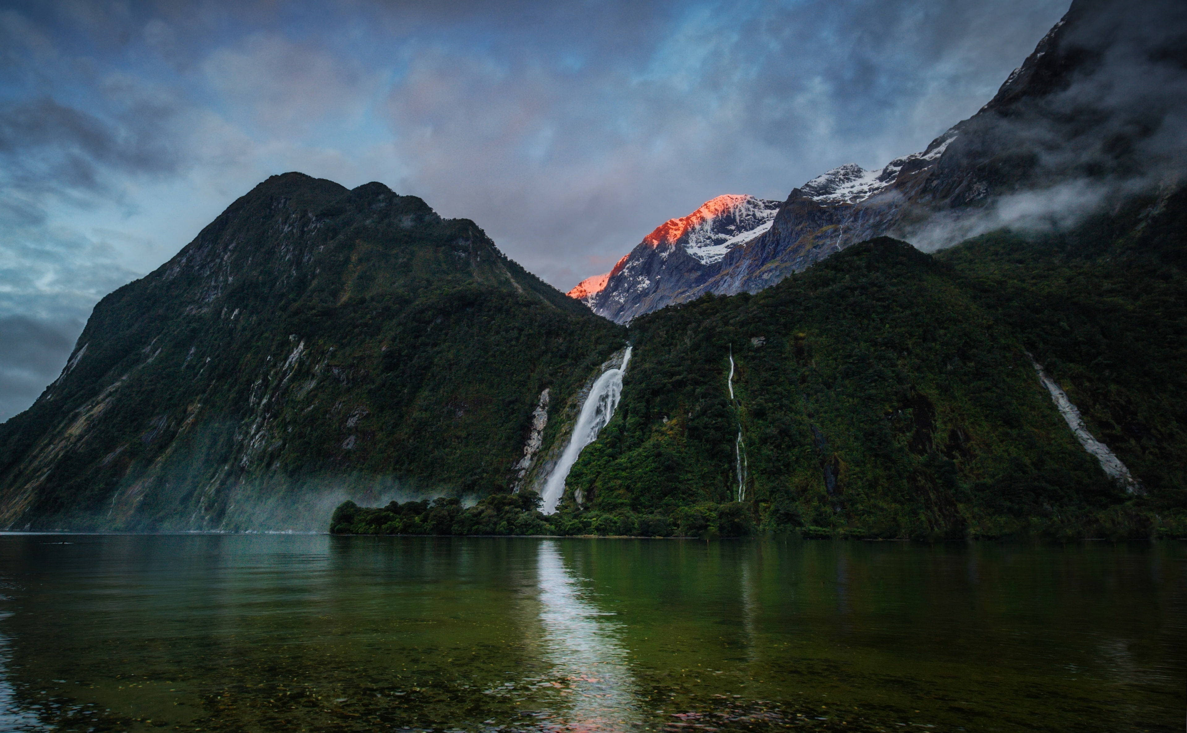 outdoors, formation, day, tranquility, newzealand, flowing, idyllic, milford, New Zealand, cloud - sky, no people, land, southlanddistrict, nature, falls, HD Wallpaper