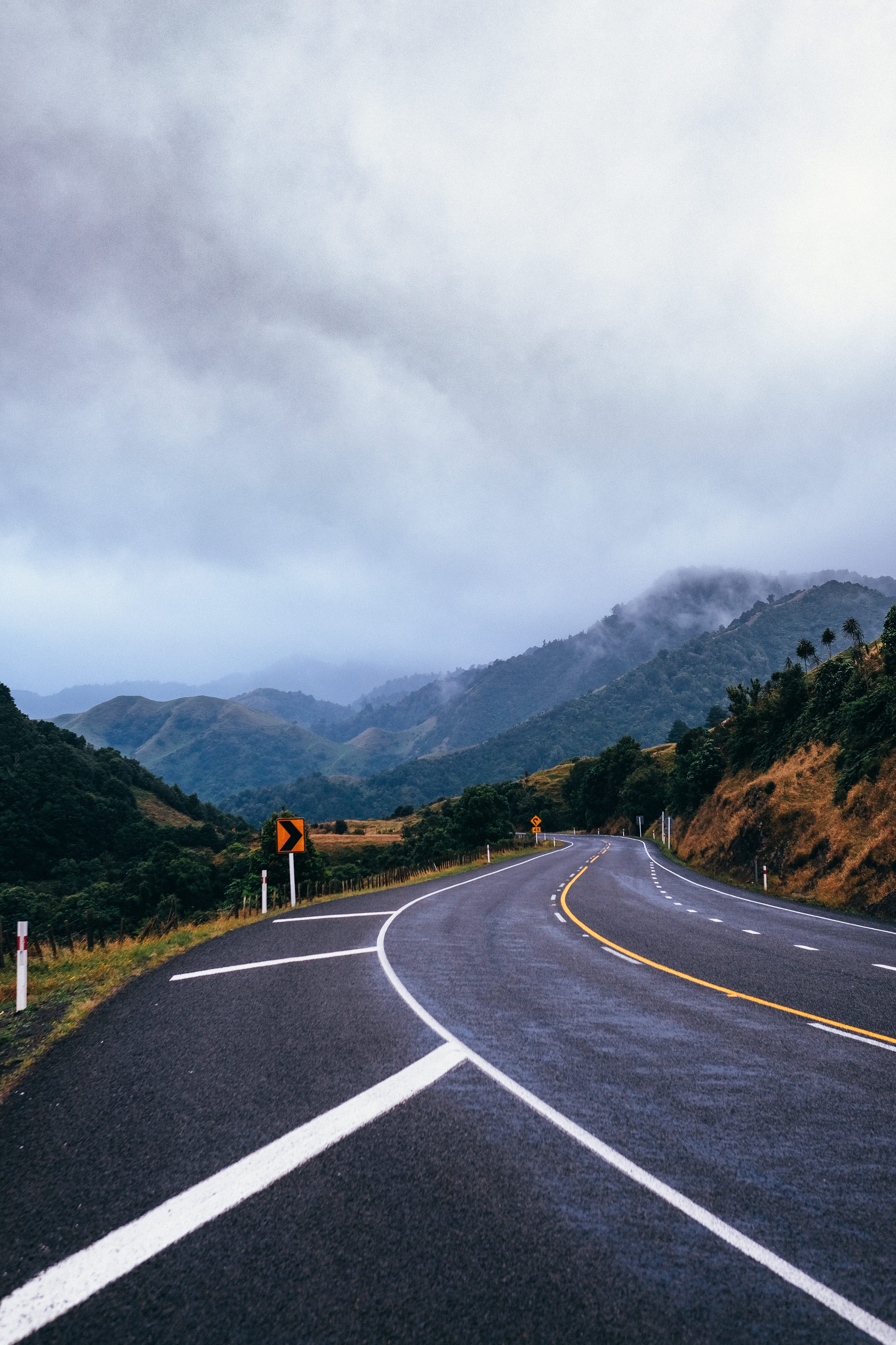 beauty in nature, outdoors, mountain range, the way forward, 5K, scenics - nature, wet, plant, day, symbol, travel, direction, cloud - sky, new zealand, Phone HD Wallpaper