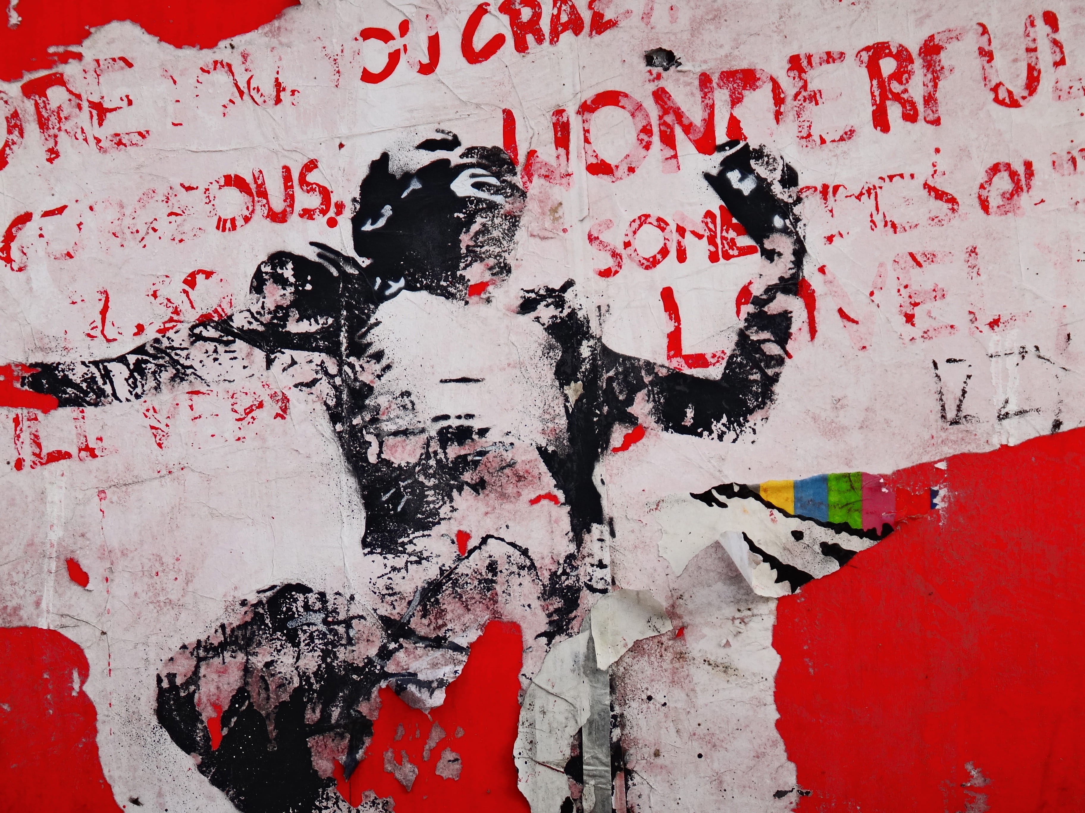architecture, messy, old, revolution, art and craft, creativity, dirty, graffiti, built structure, paint, painting, red, symbol, düsseldorf, wall, communication, HD Wallpaper