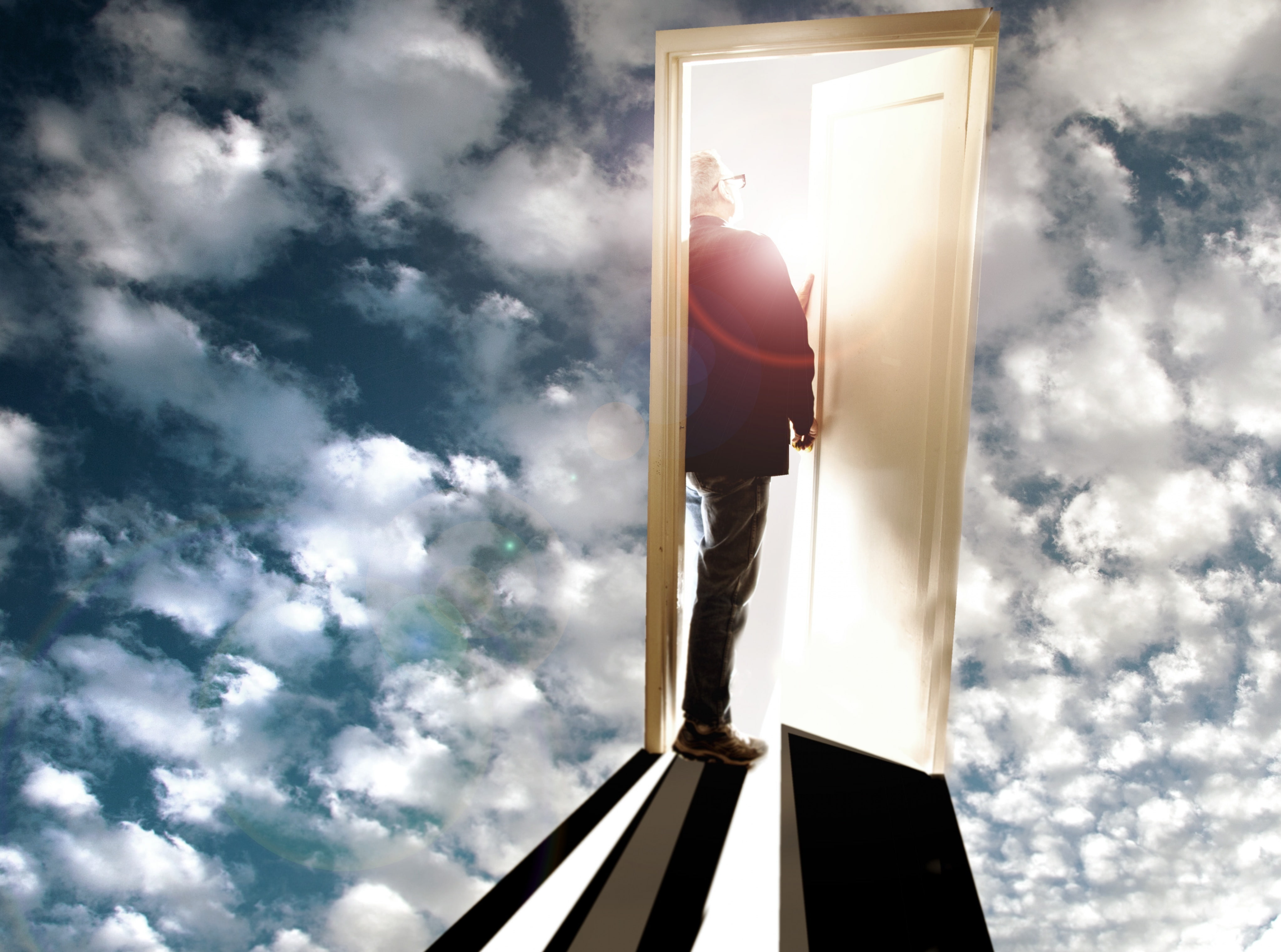 ladder, day, new, 365the2014edition, outdoors, day1, determination, Creative, 4K, sky, Aero, sunlight, adult, cloud - sky, Journey, beauty in nature, directly below, HD Wallpaper