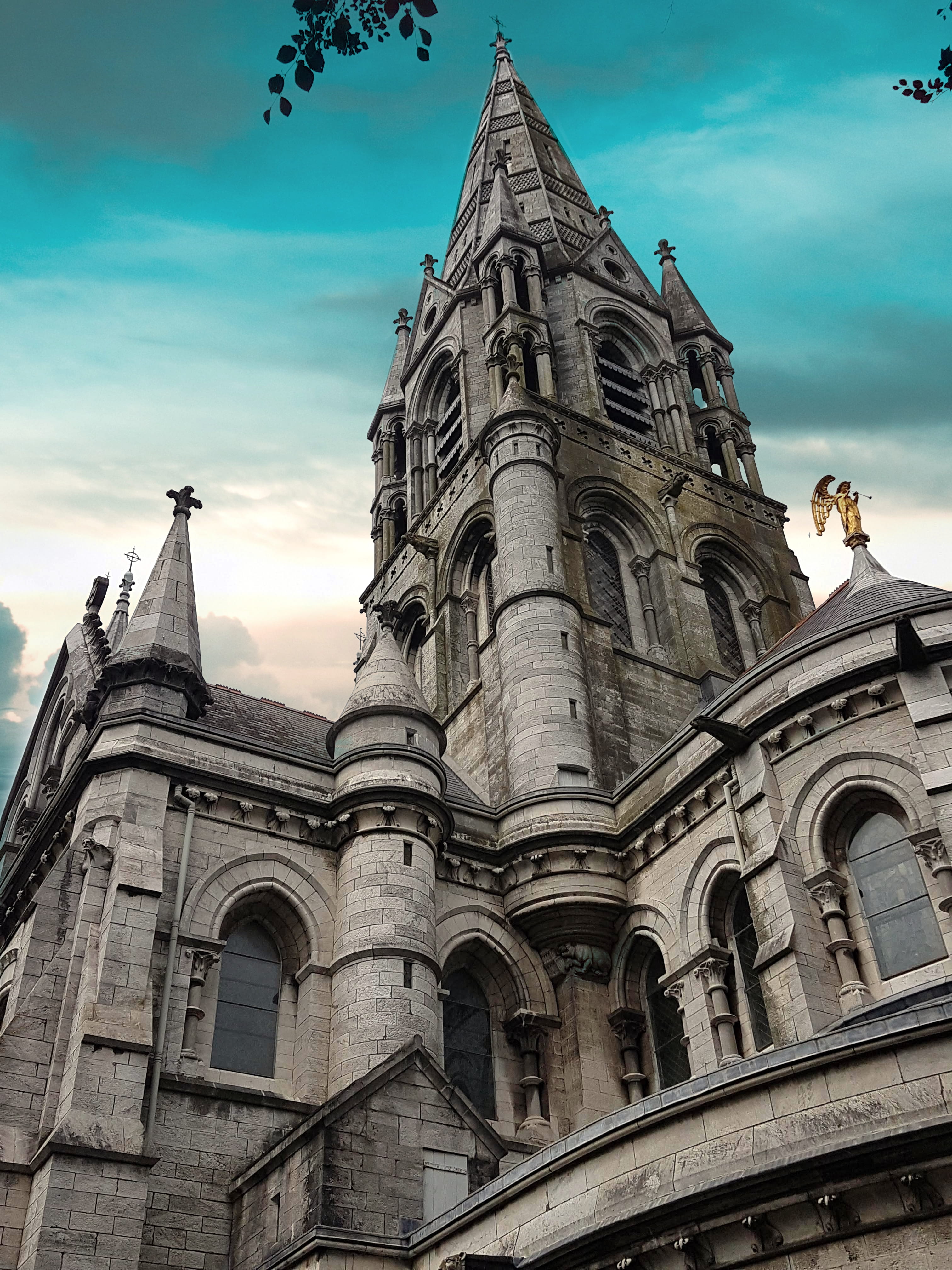place of worship, 4K, gothic style, nature, architecture, #church #graveyard #cemetry #staue #old, cloud - sky, spire, built structure, building exterior, Phone HD Wallpaper