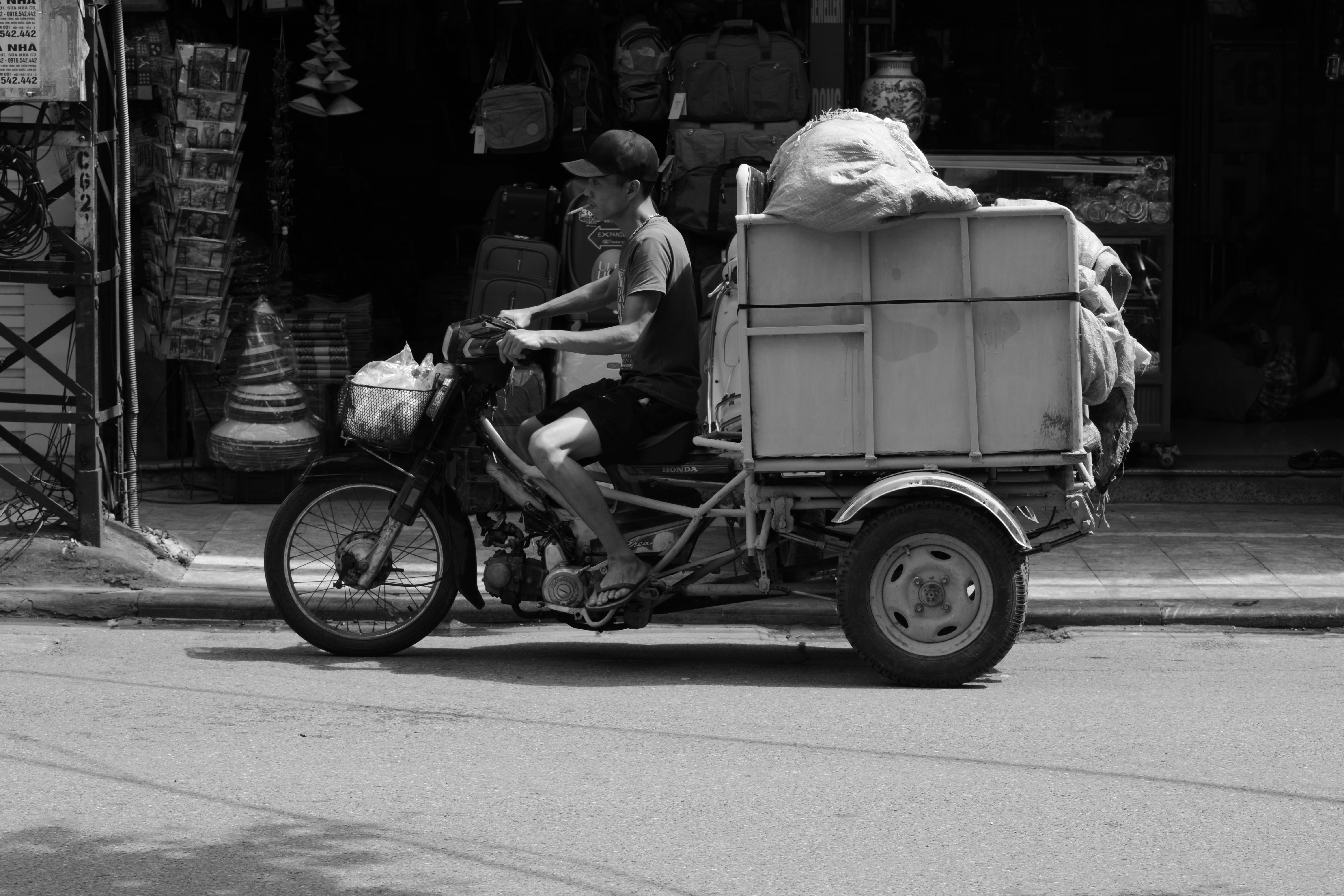 Transport, city, motorcycle, road, street, scooter, traffic, day, real people, built structure, transportation, 5K, old, Moped, two people, architecture, HD Wallpaper